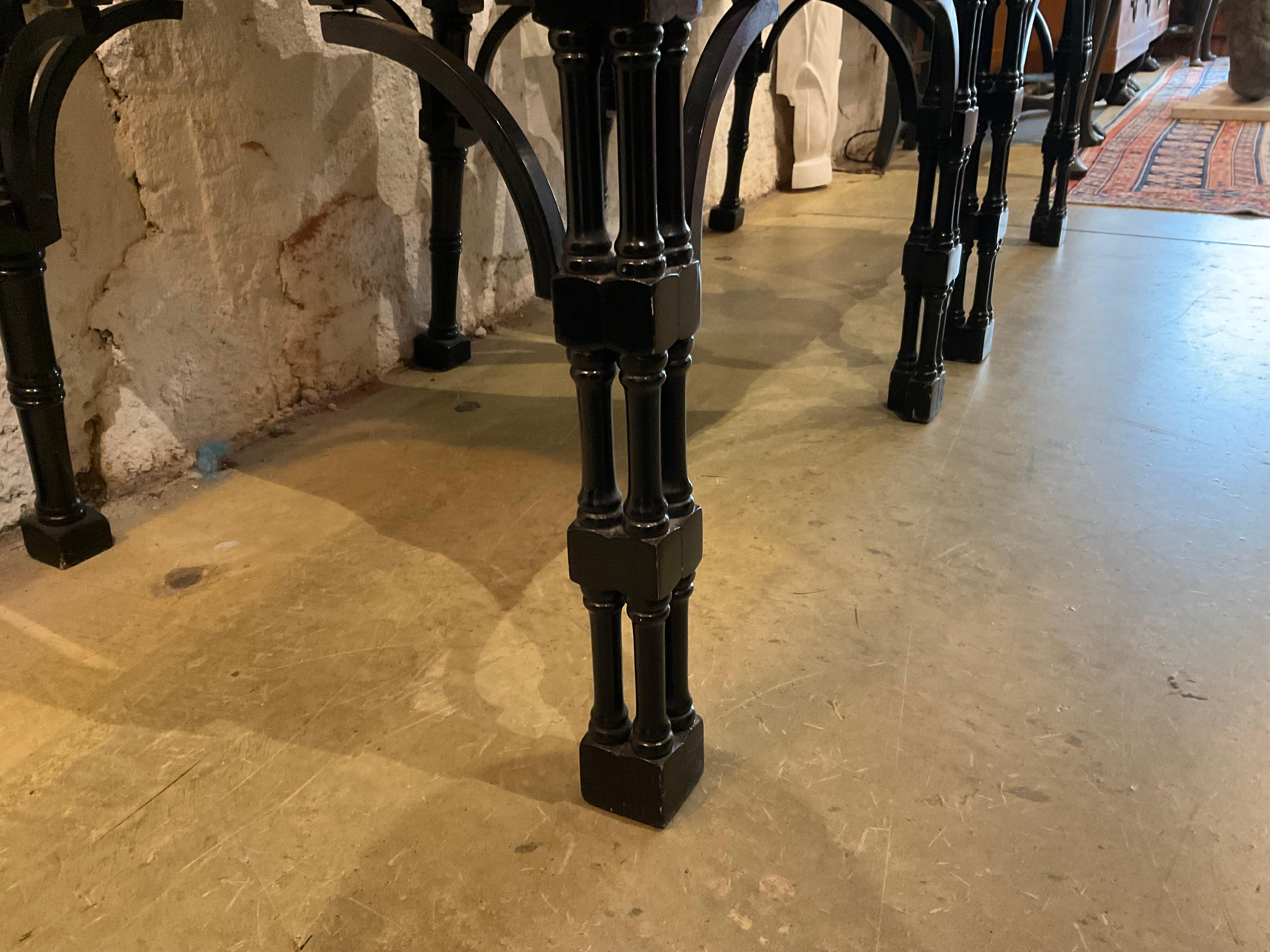 Pair of Black Chinese Chippendale Dining Arm Chairs For Sale 5