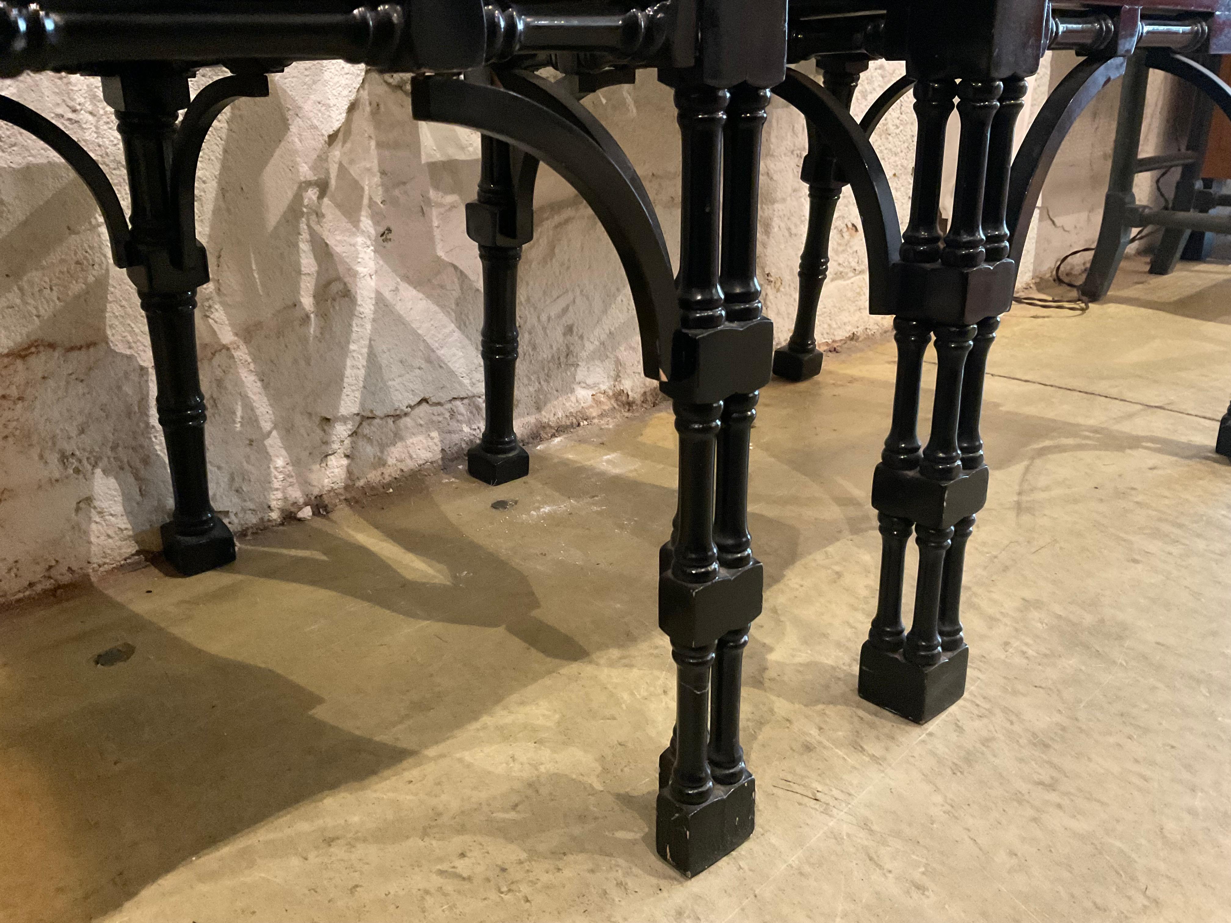 Pair of Black Chinese Chippendale Dining Arm Chairs For Sale 7