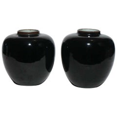 Pair of Black Chinese Kangxi Jars