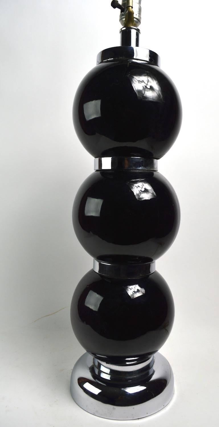 Mid-Century Modern Pair of Black Chrome Ball Lamps by Kovacs