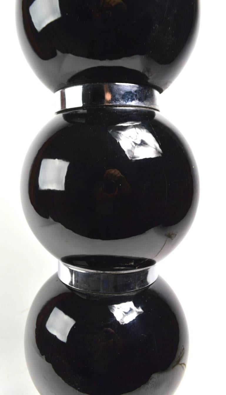 Pair of Black Chrome Ball Lamps by Kovacs In Excellent Condition In New York, NY