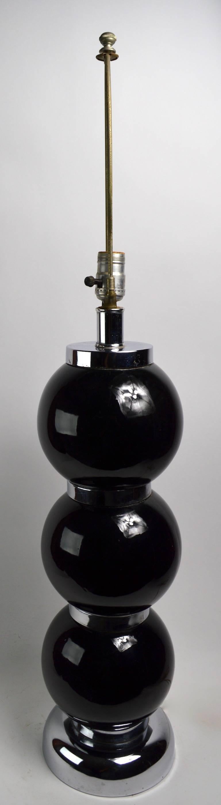 20th Century Pair of Black Chrome Ball Lamps by Kovacs