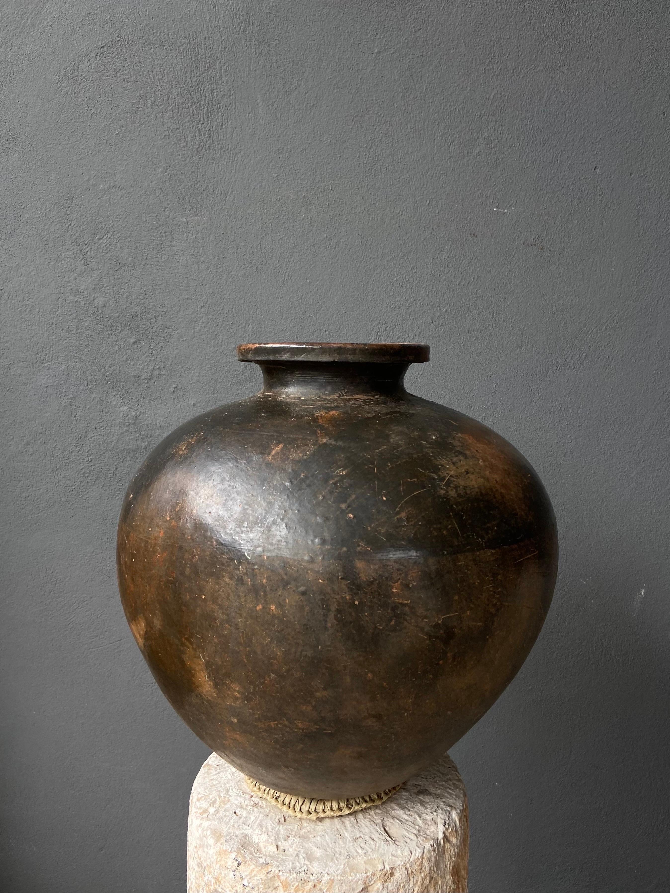Fired Pair of Black Clay Ceramic Mezcal Jars from Central Oaxaca, Mexico, circa 1950's