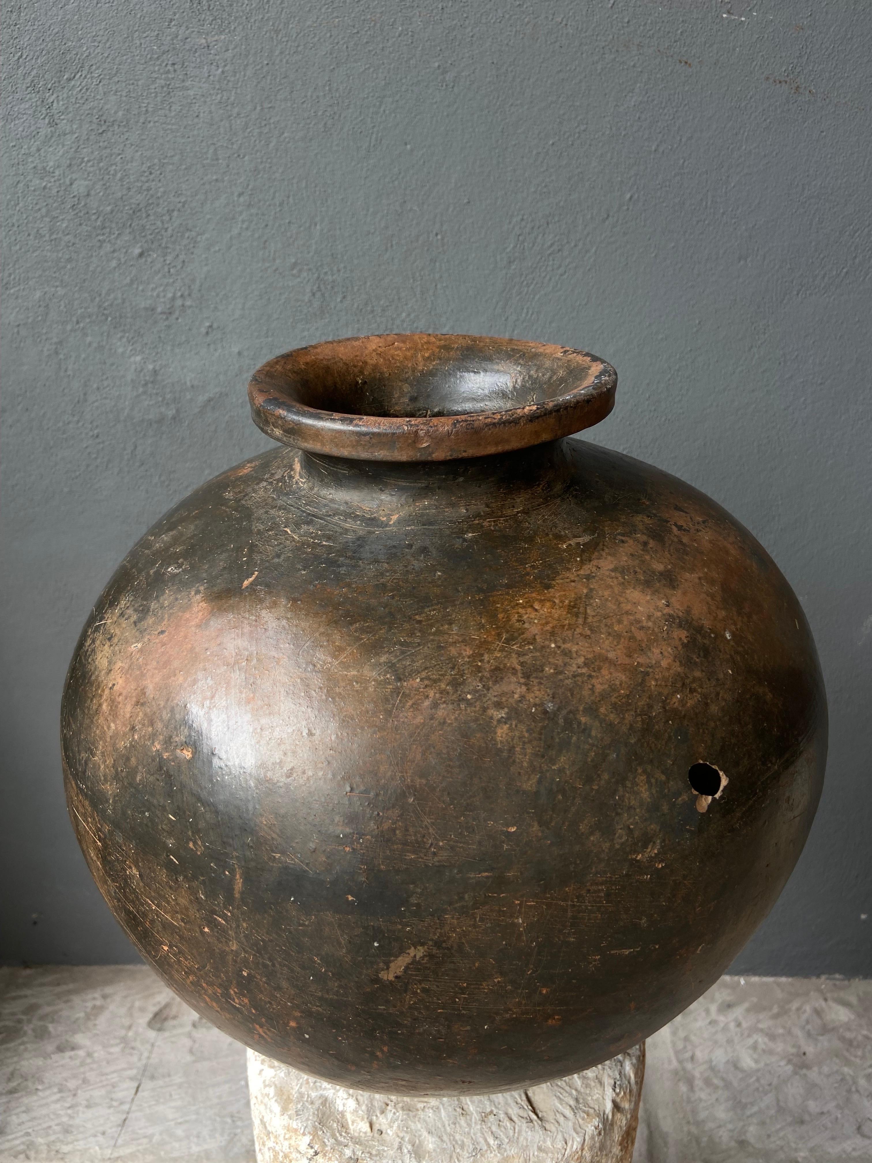 20th Century Pair of Black Clay Ceramic Mezcal Jars from Central Oaxaca, Mexico, circa 1950's