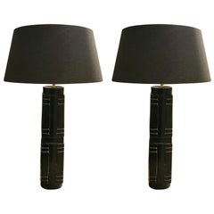 Pair of Black 'Cong' Lamps, China, 1920s