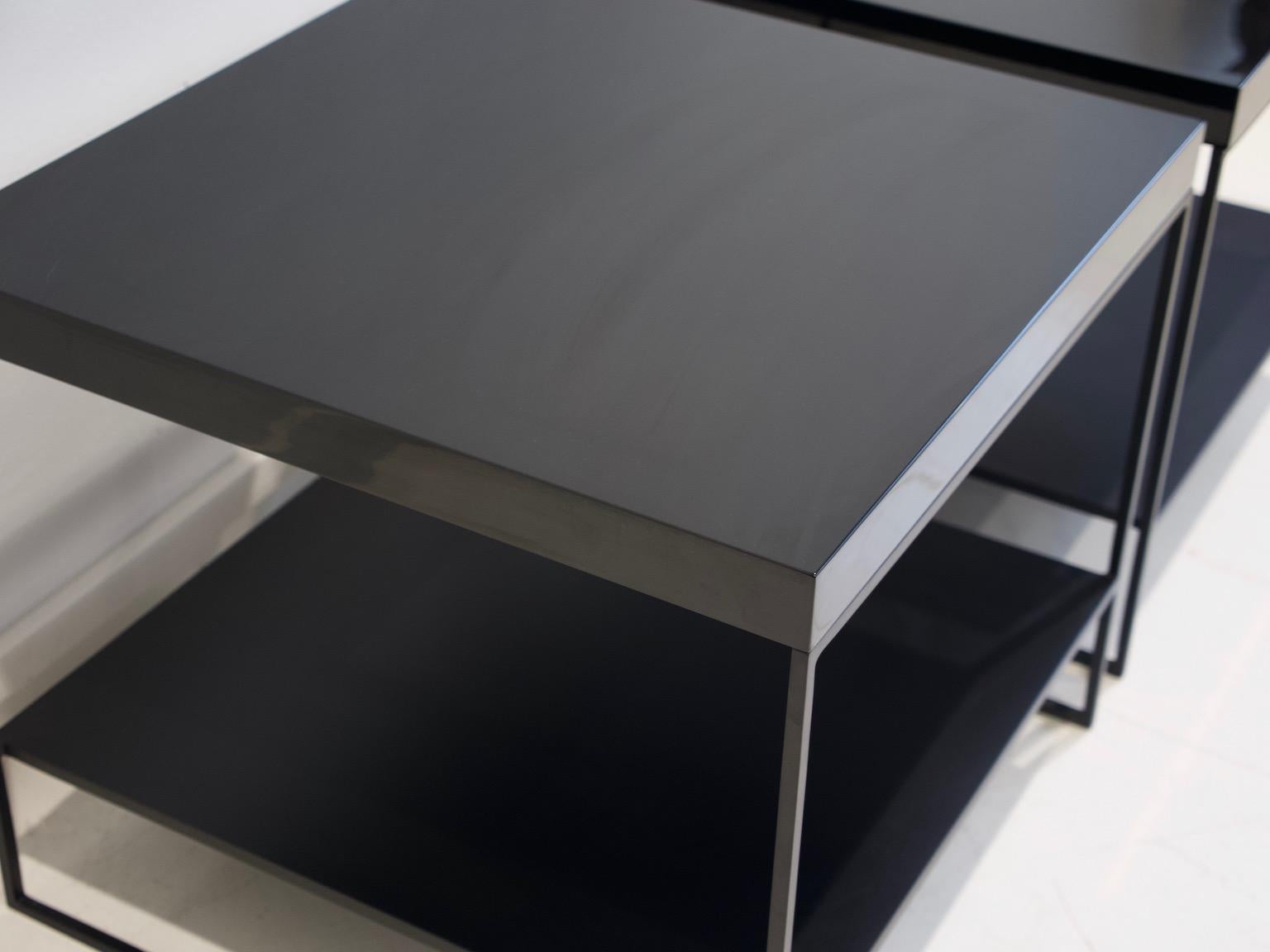Italian Pair of Black Console Tables by Rodolfo Dordoni for Minotti