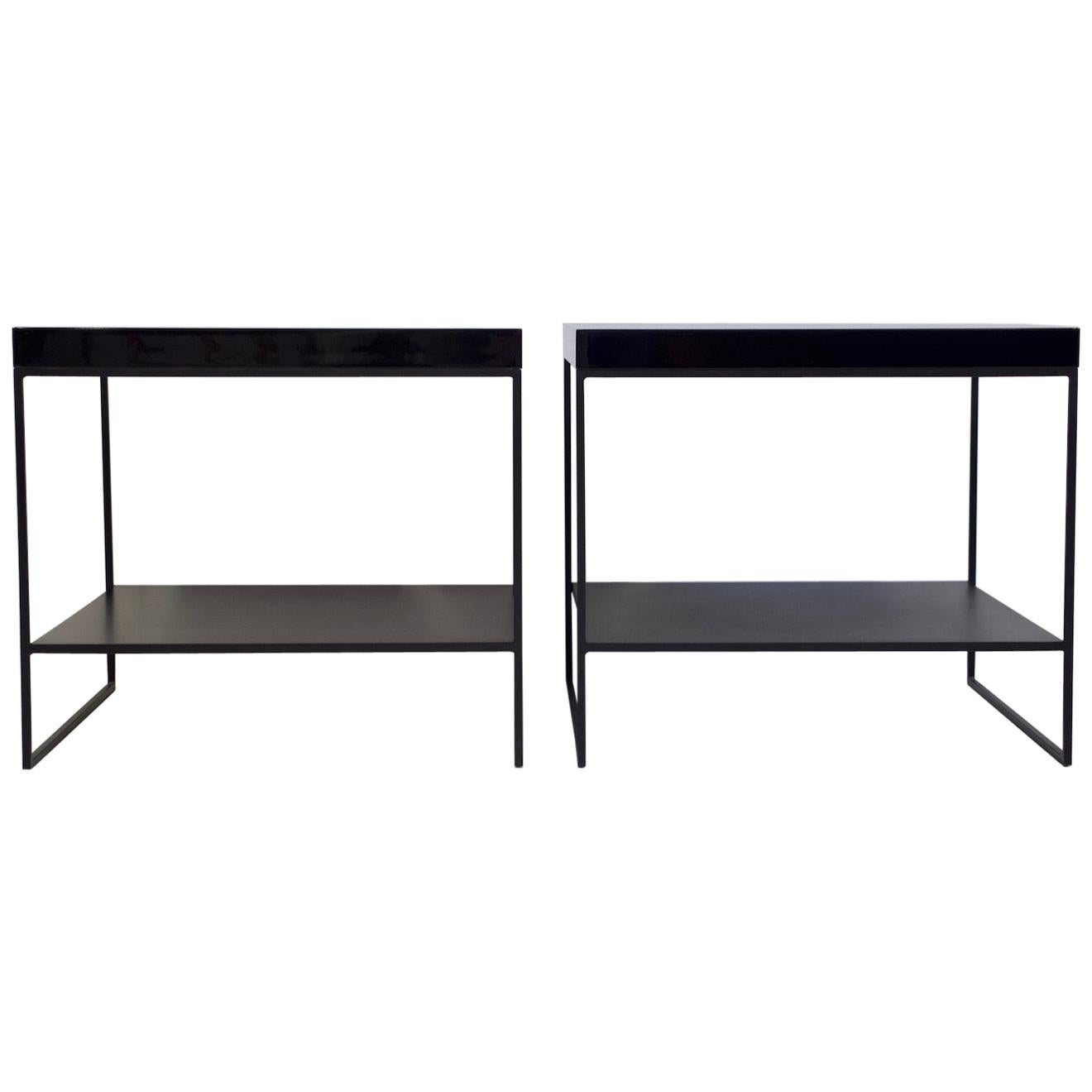 Pair of Black Console Tables by Rodolfo Dordoni for Minotti
