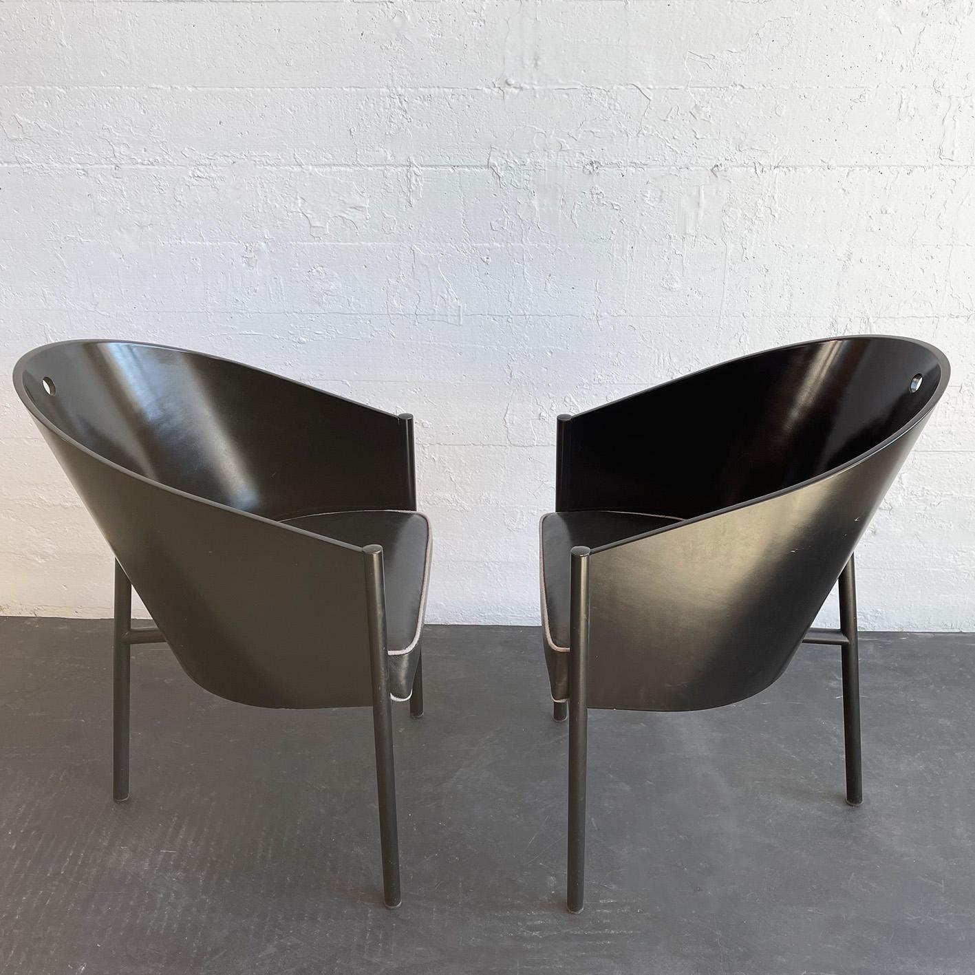 French Pair of Black Costes Chairs by Philippe Starck
