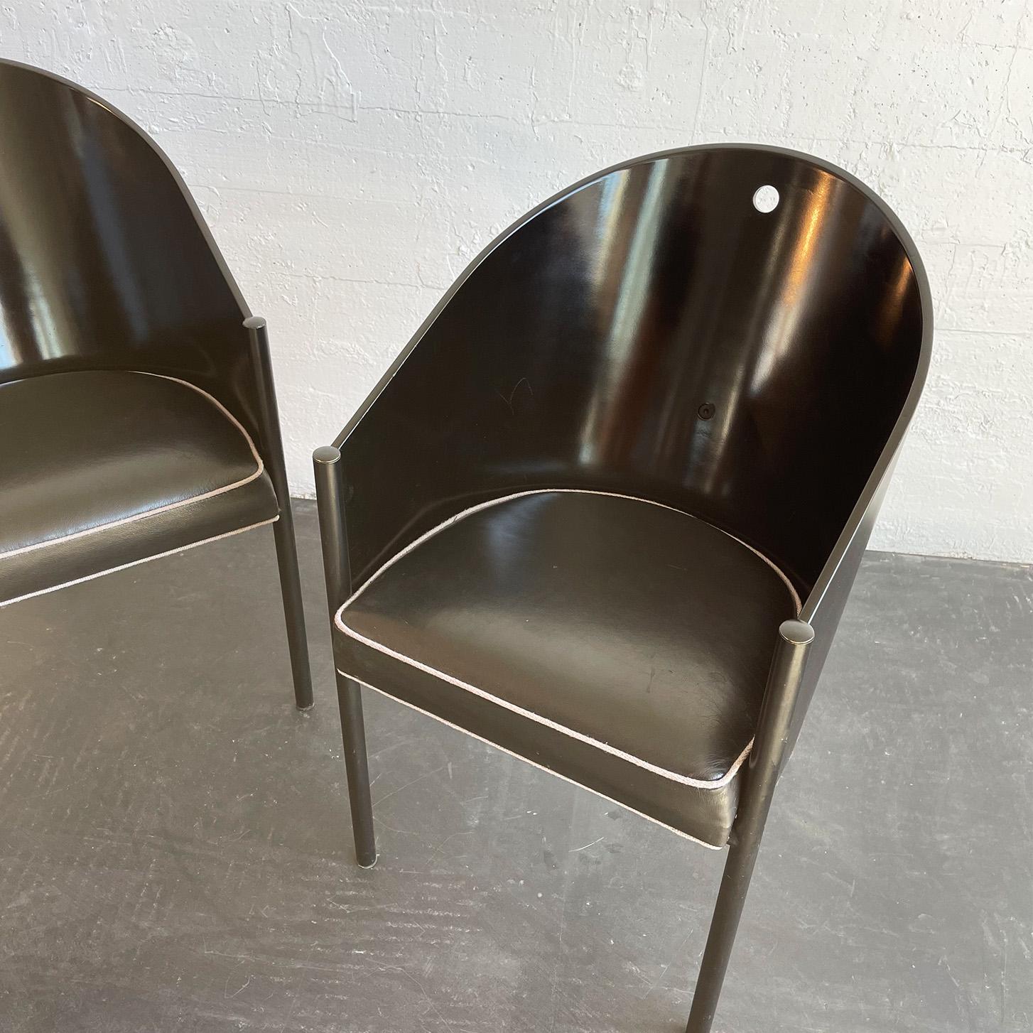 Acier Paire de chaises Costes noires de Philippe Starck en vente