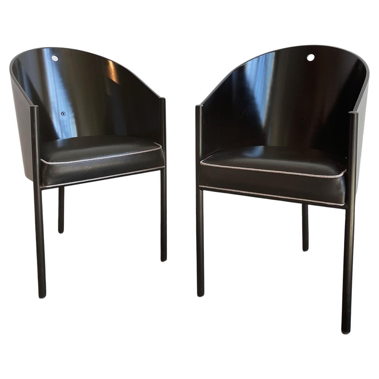 Paire de chaises Costes noires de Philippe Starck en vente