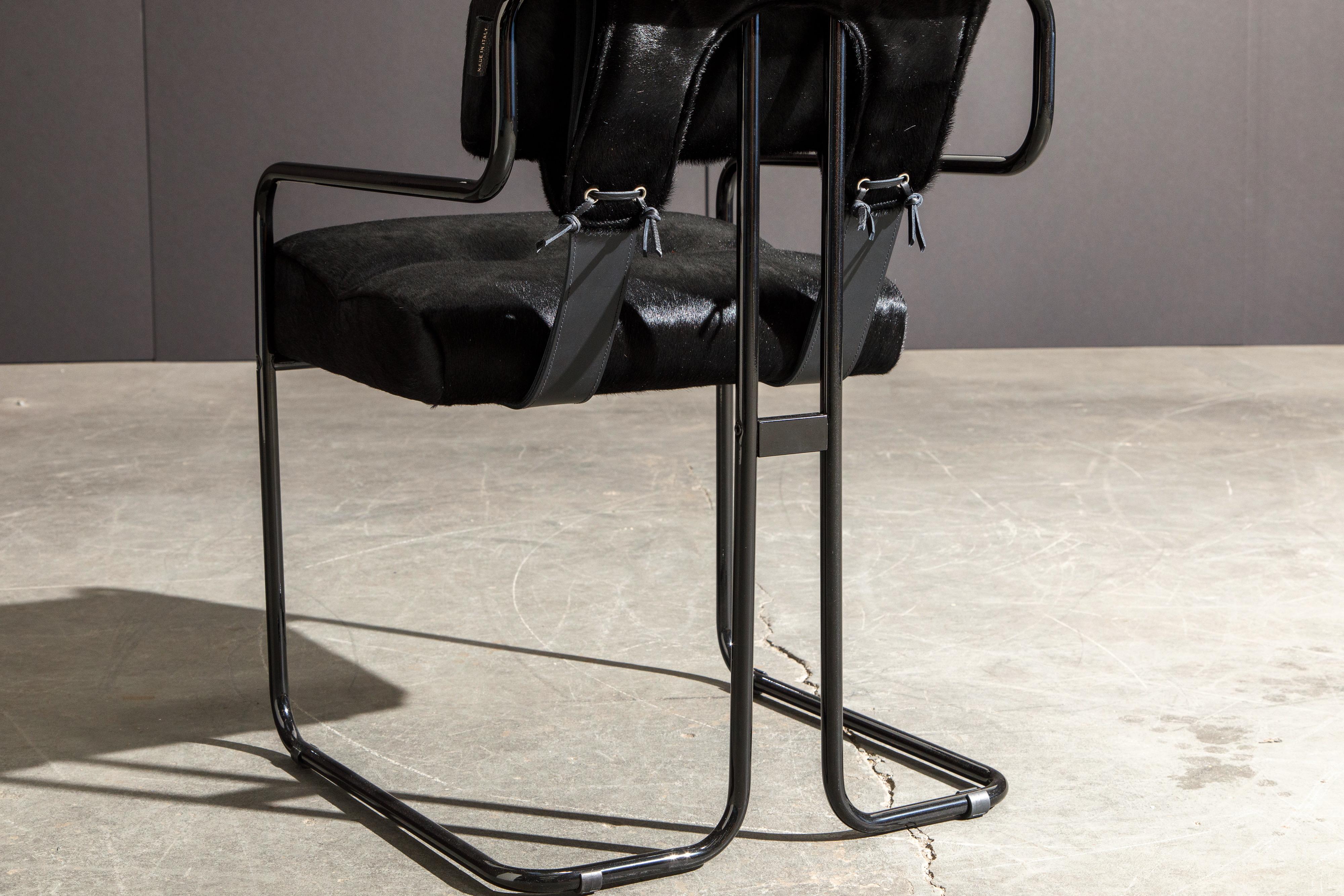 Pair of Black Cowhide 'Tucroma' Armchairs by Guido Faleschini for Mariani, New 6