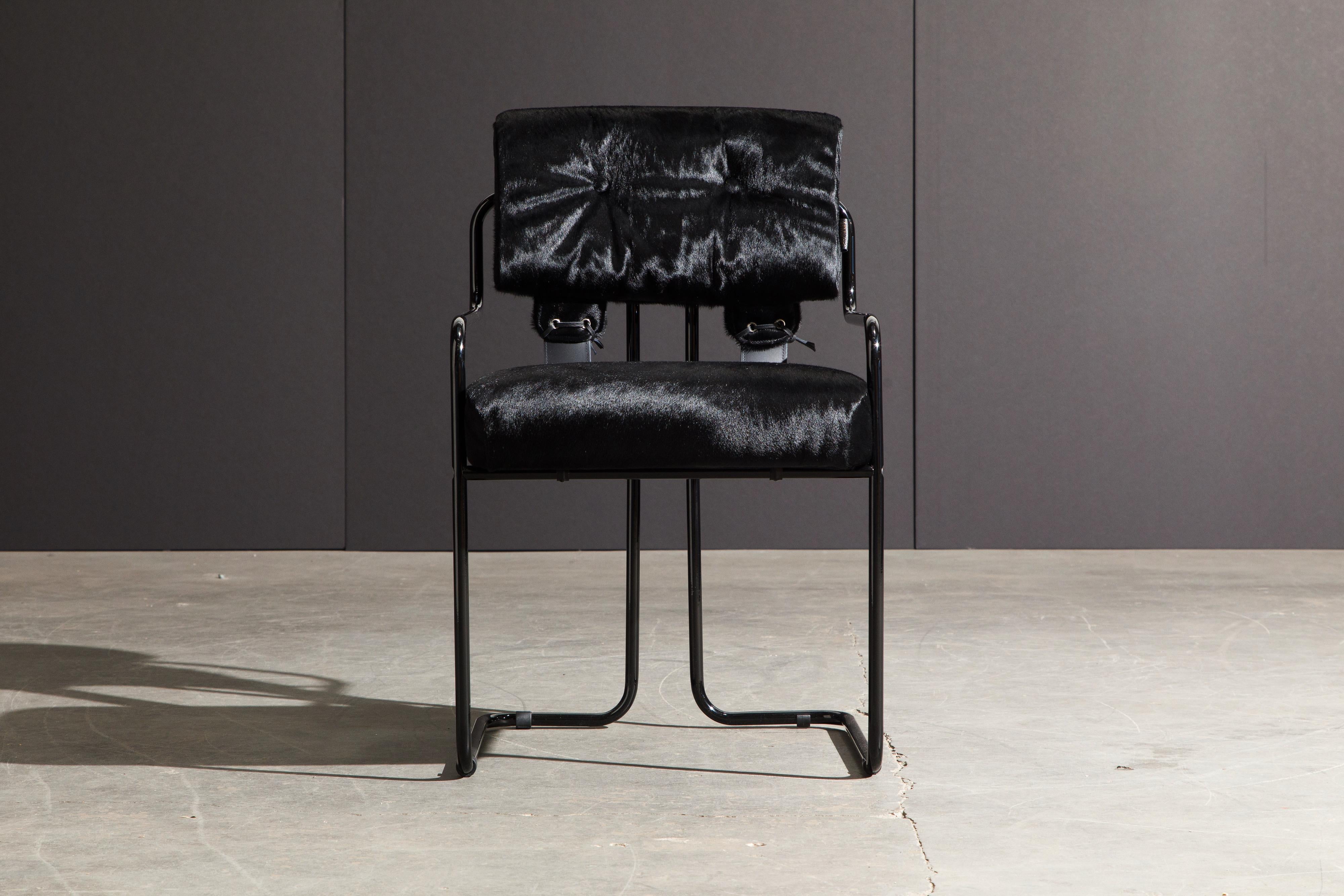 Modern Pair of Black Cowhide 'Tucroma' Armchairs by Guido Faleschini for Mariani, New