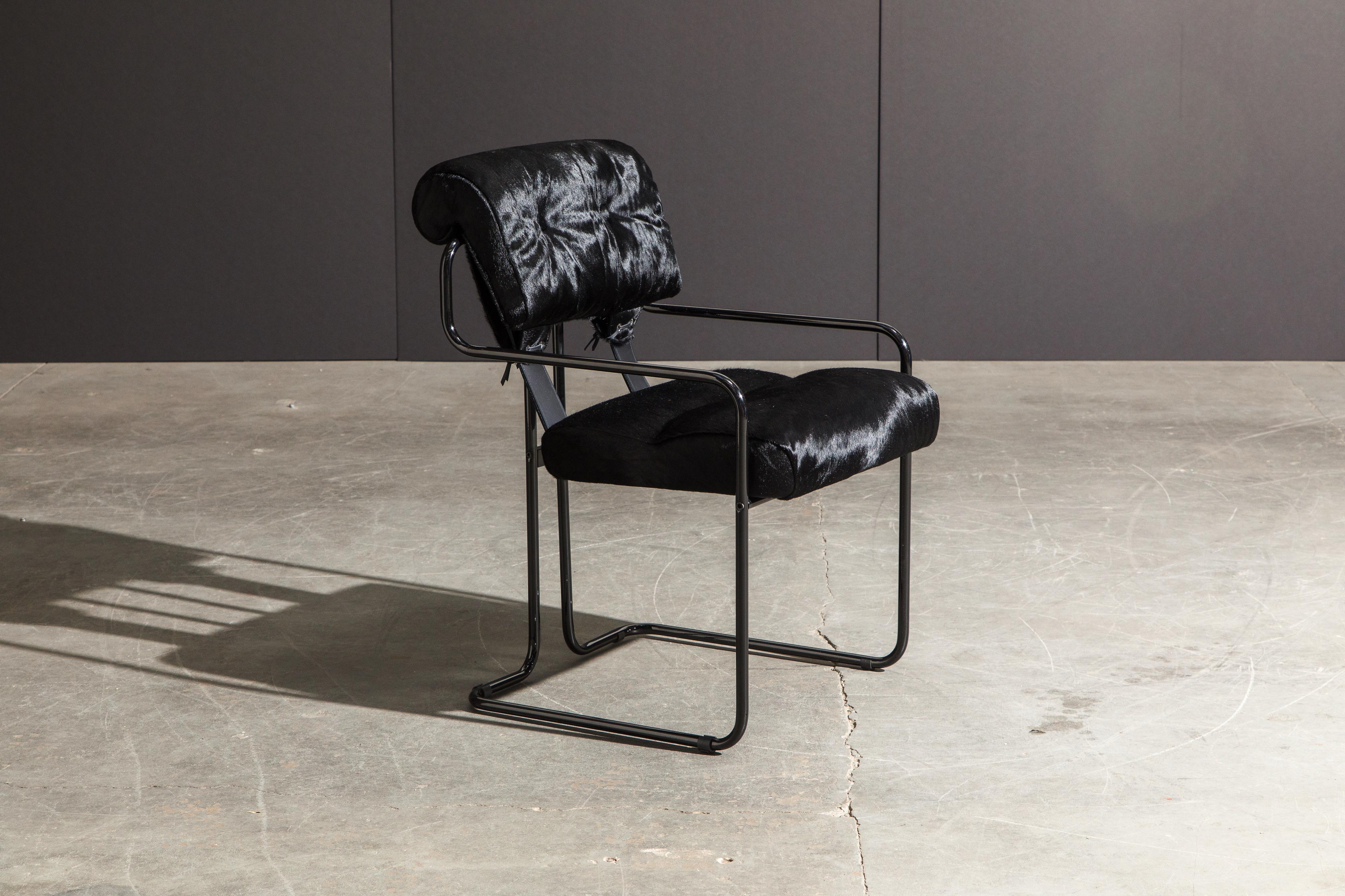 Pair of Black Cowhide 'Tucroma' Armchairs by Guido Faleschini for Mariani, New In New Condition In Los Angeles, CA