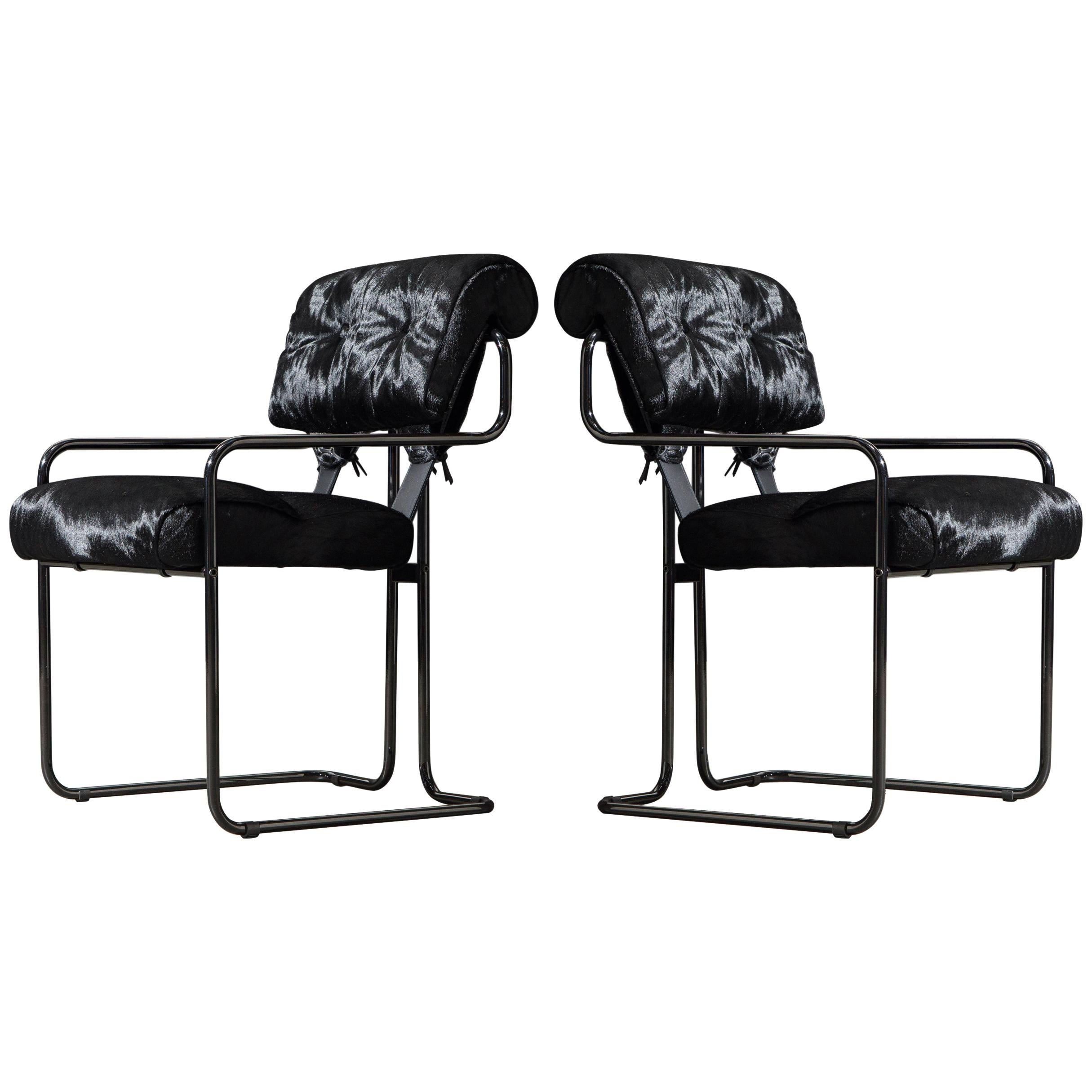 Pair of Black Cowhide 'Tucroma' Armchairs by Guido Faleschini for Mariani, New