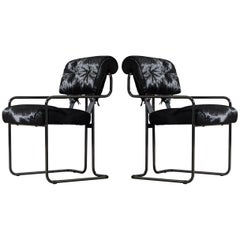 Pair of Black Cowhide 'Tucroma' Armchairs by Guido Faleschini for Mariani, New