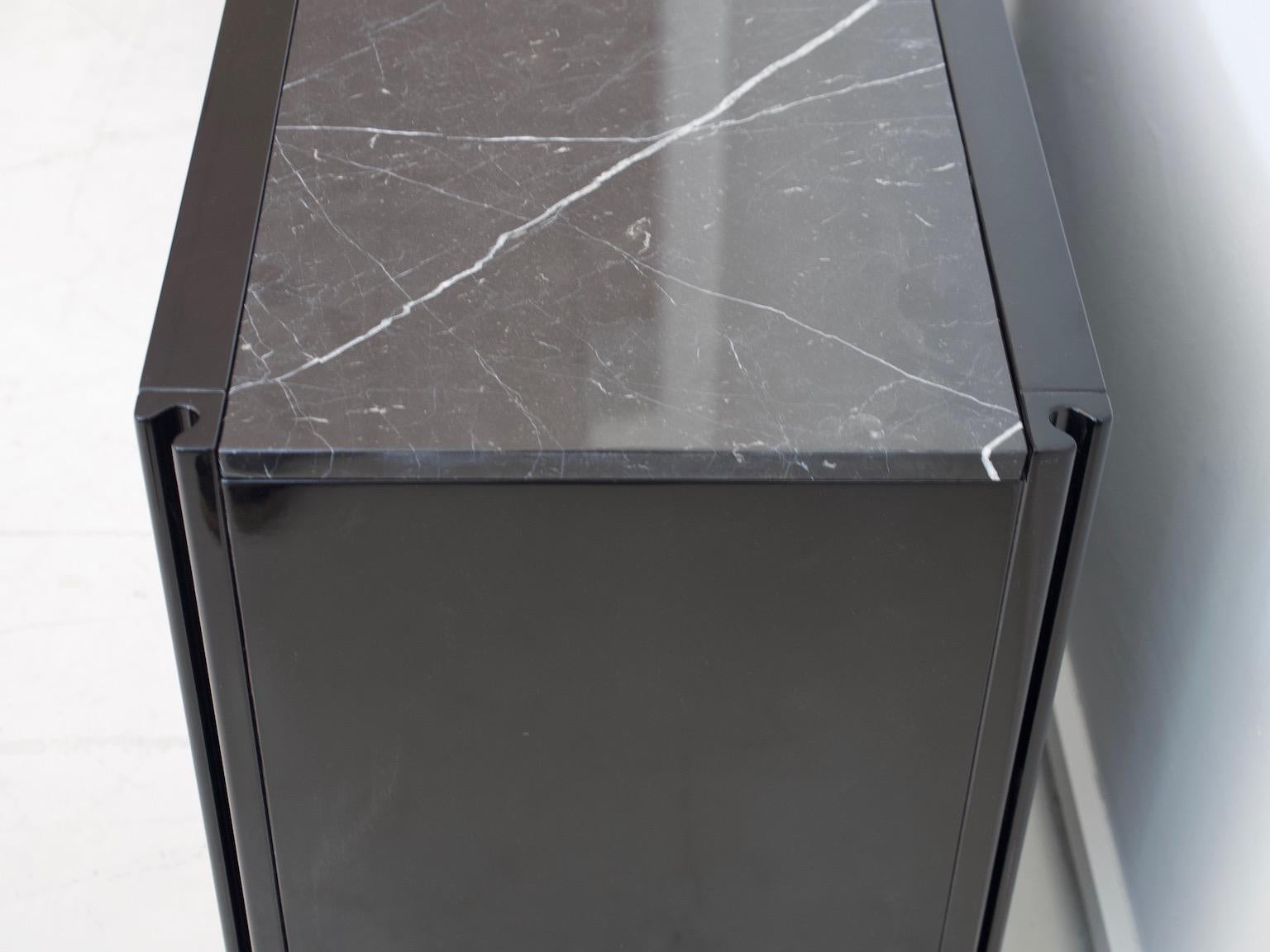 Pair of Black Credenzas with Marble Top by Angelo Mangiarotti 8