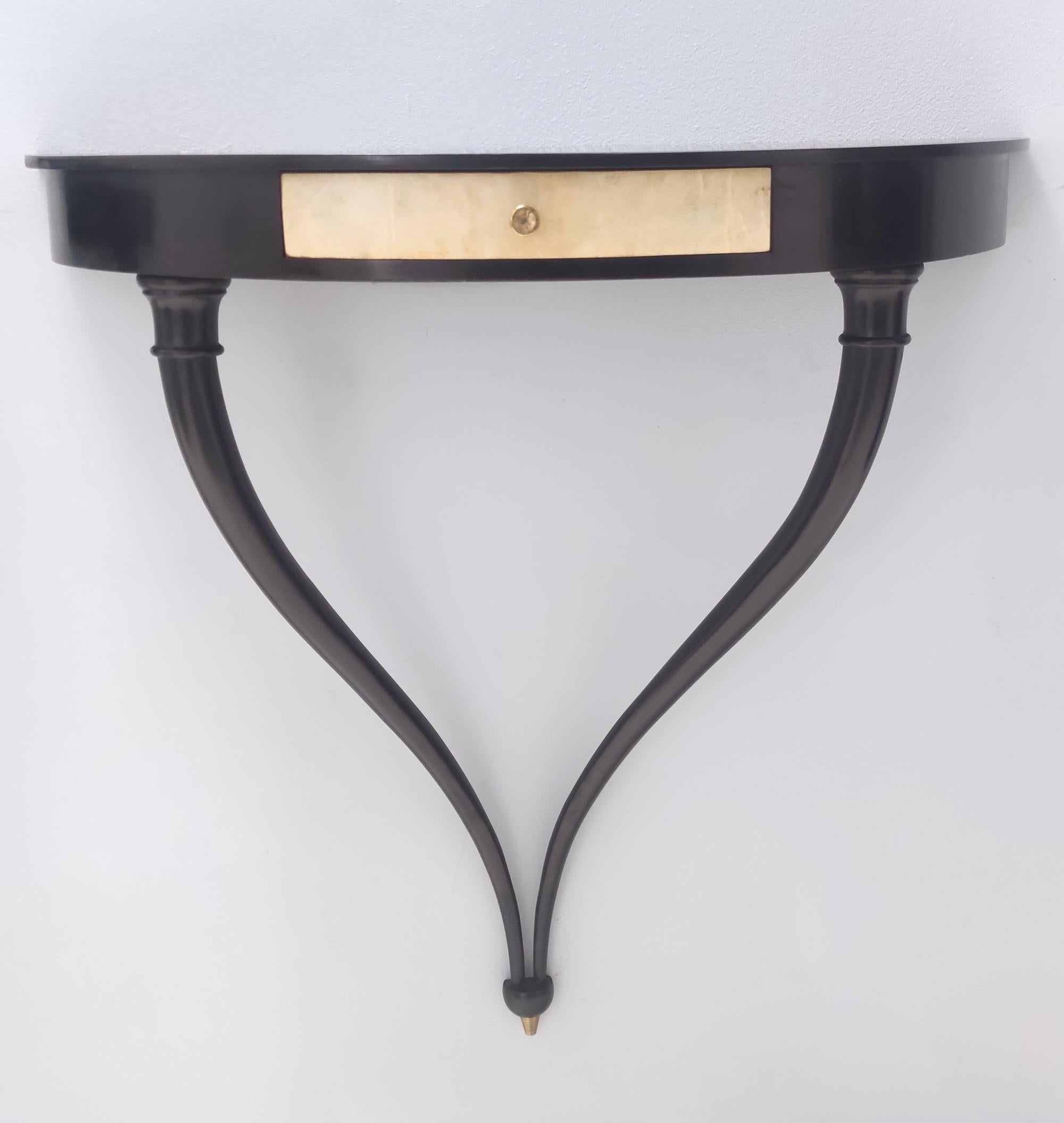 Pair of Black Ebonized Wood Wall-Mounted Consoles by Guglielmo Ulrich, Italy 2