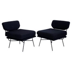 Pair of Black Elettra Lounge Chairs by Arflex