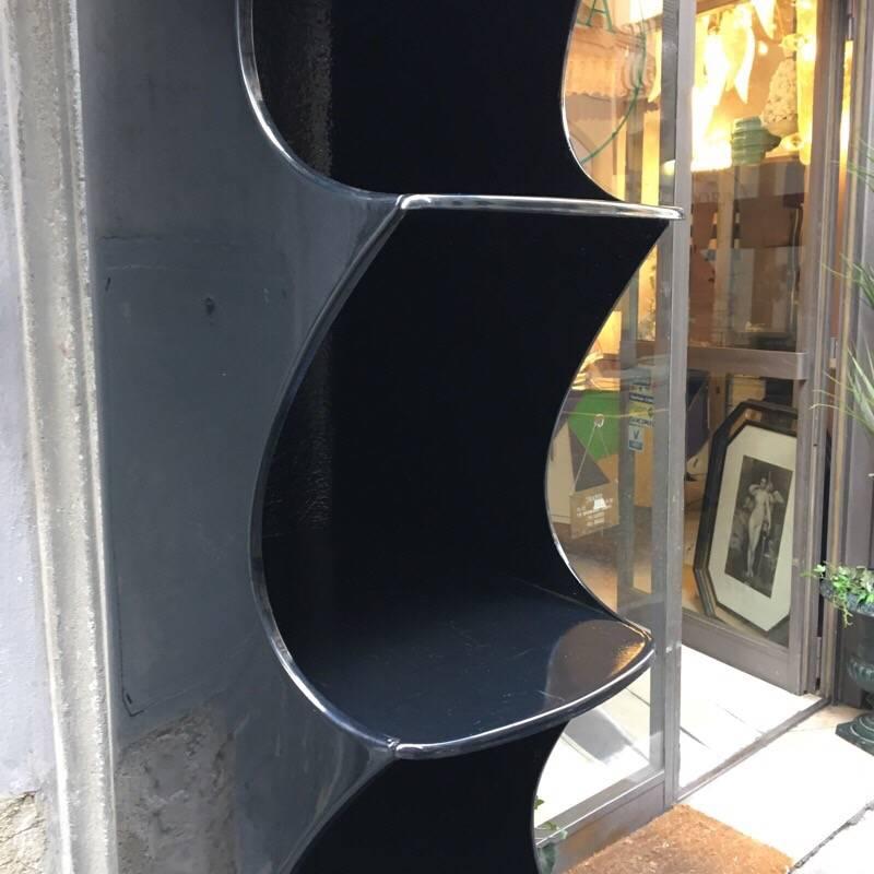 Late 20th Century Pair of Black Fiberglass Bookcases by Rodier, 1970s