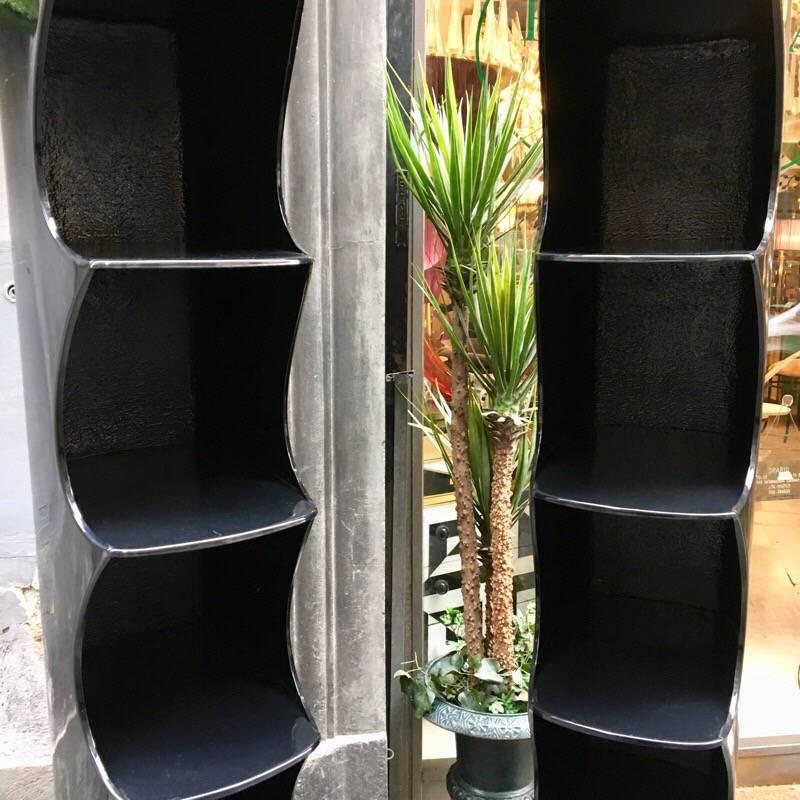 Pair of Black Fiberglass Bookcases by Rodier, 1970s 1
