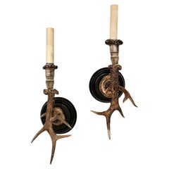 Pair of Black Forest Antler Sconces