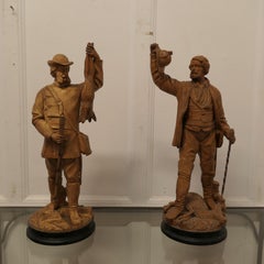 Pair of Black Forest Huntsmen, Pottery Figures A very handsome pair