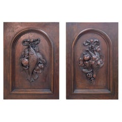 Antique Pair of Black Forest Style Wall Plaques Circa 1880