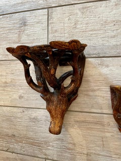 20th Century Black Forest Style Deer Head Wall Brackets, Pair