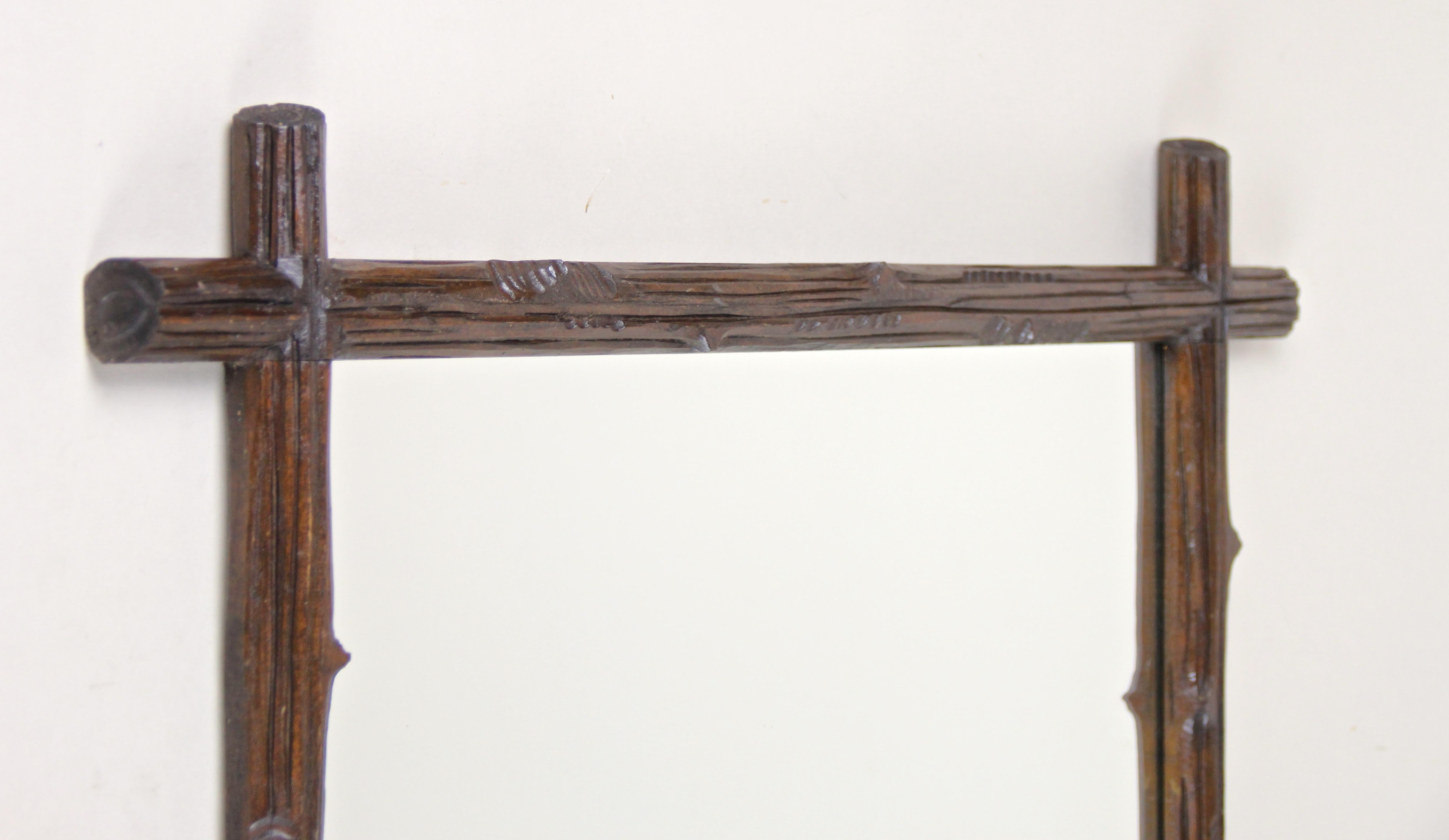 Stained Pair of Black Forest Wall Mirrors Basswood Hand Carved, Austria, circa 1880