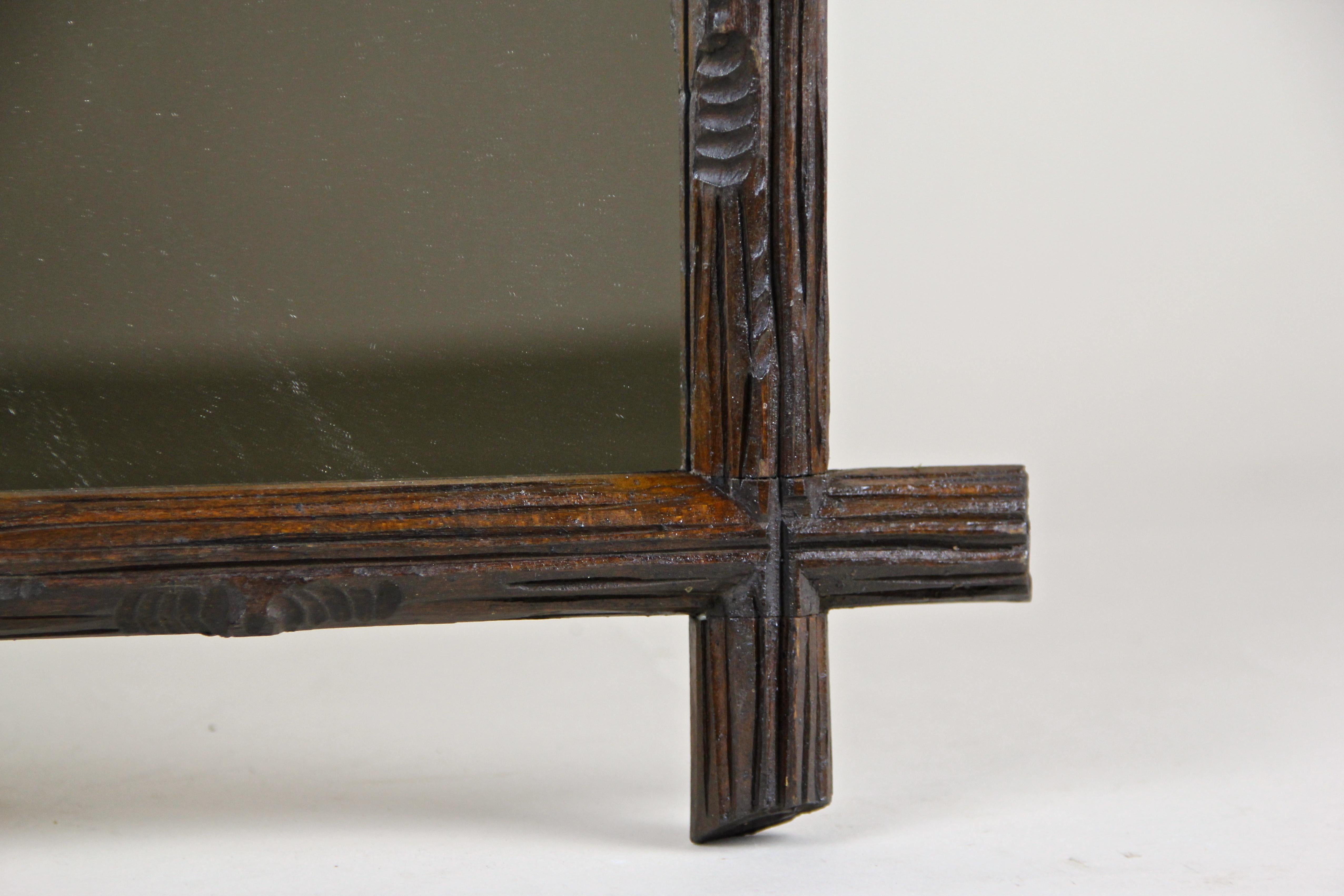 19th Century Pair of Black Forest Wall Mirrors Basswood Hand Carved, Austria, circa 1880