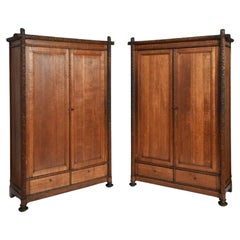Pair of Black Forest Wooden Cabinets