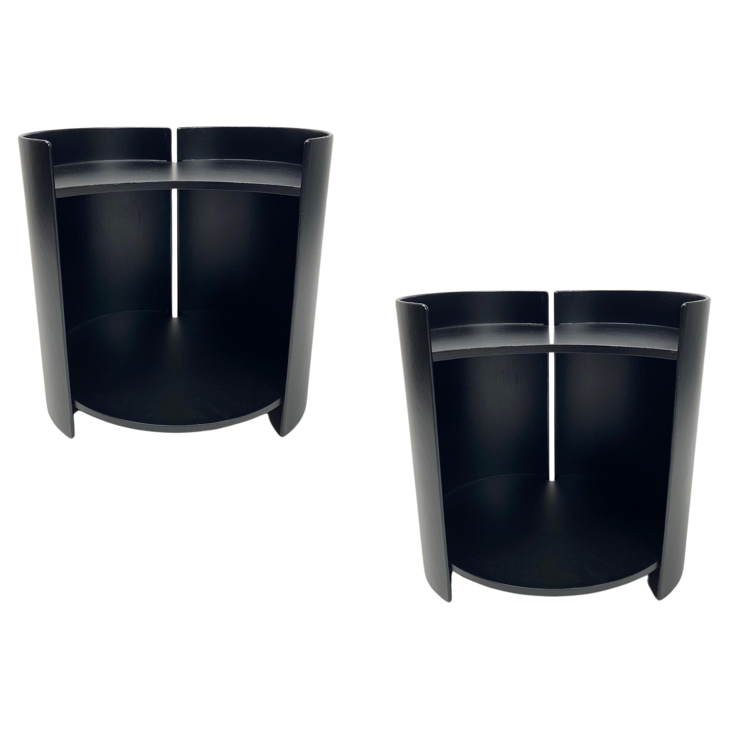 Pair of black "Gea" bedside tables by Takahama for Gavina, Italy 1961 For Sale
