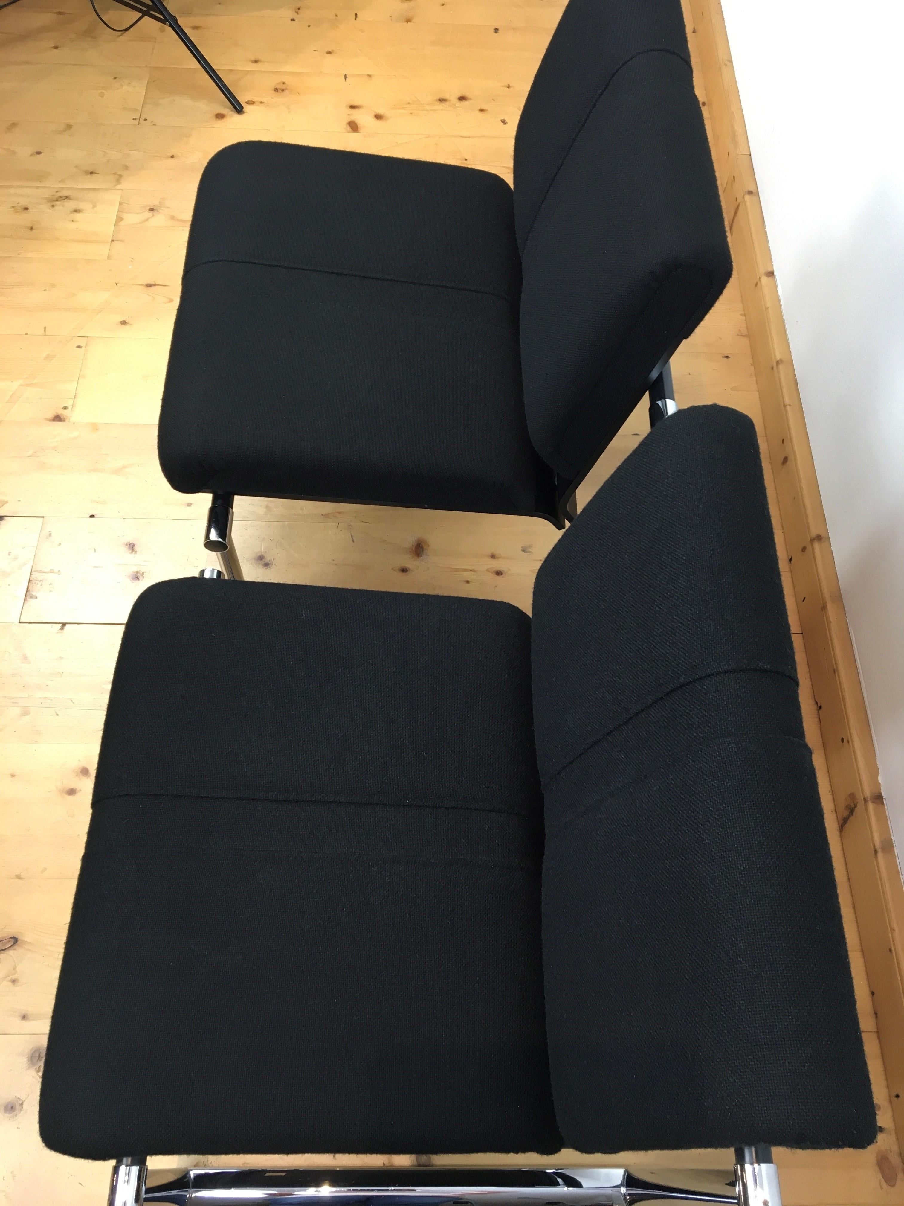 Fabric Pair of Black Giroflex Armchairs, Club Chairs by Albert Stohl, AG 1980s For Sale