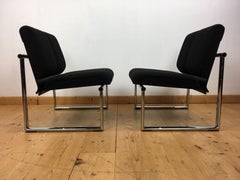 Pair of Black and chrome Giroflex Club Chairs by Albert Stohl, AG 1980s