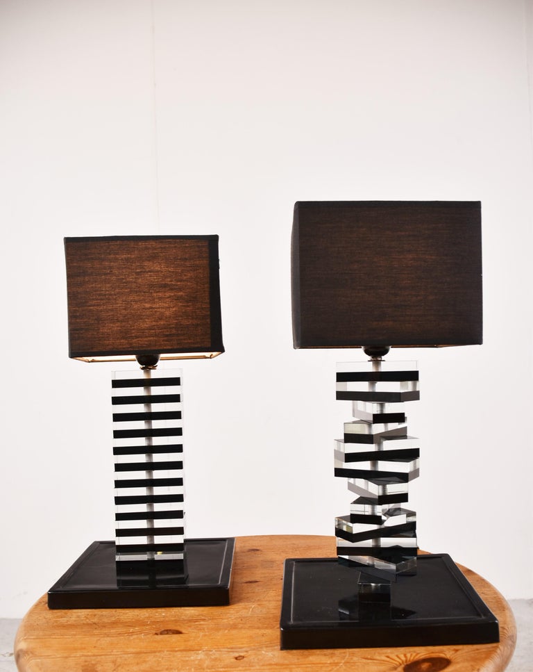Pair of Black Glass Table Lamps, 1990s For Sale at 1stDibs