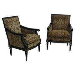 Pair of Black/Gold French Regency Arm Chairs by Thomasville