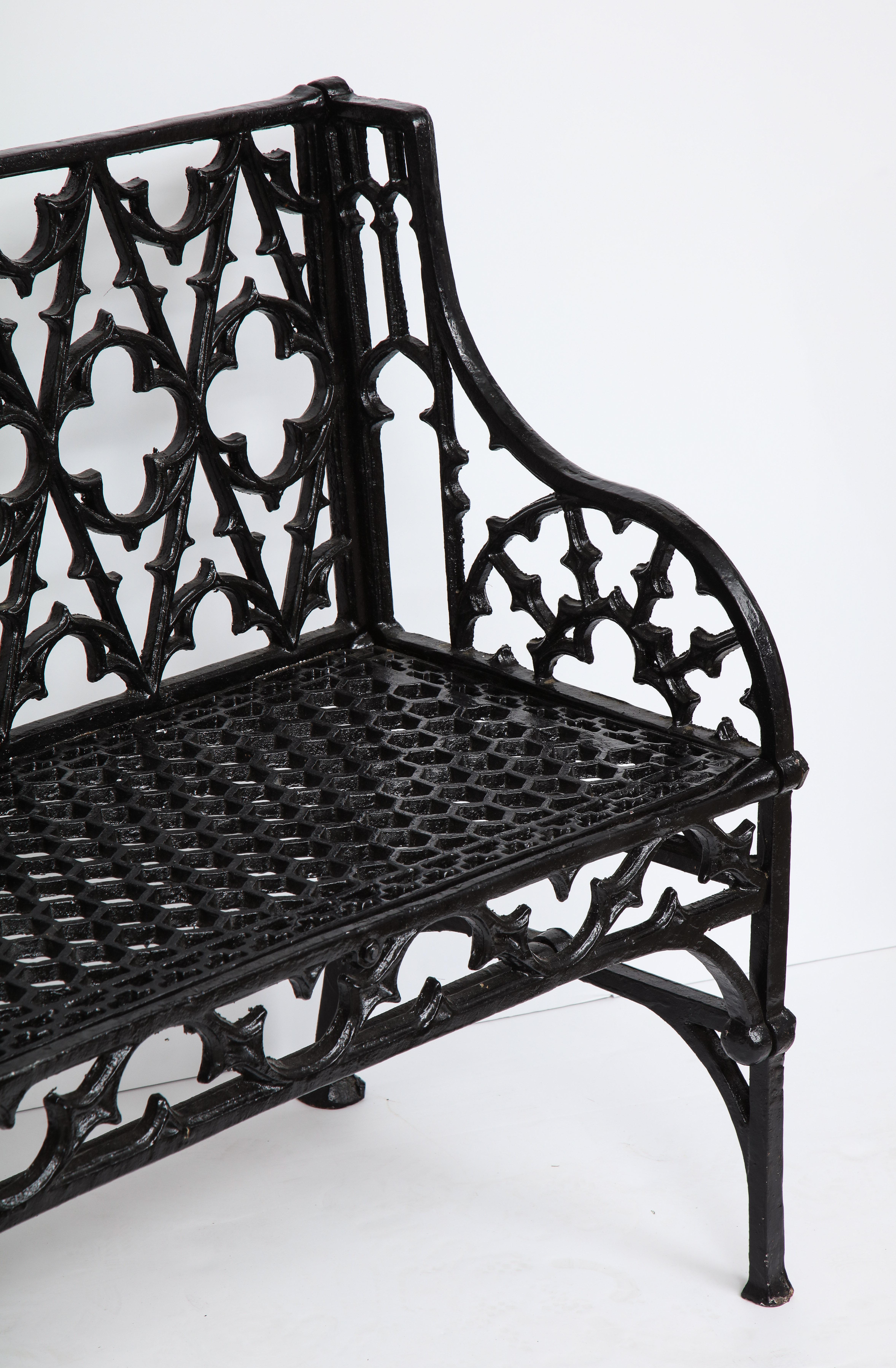 Pair of Black Gothic Style Cast Iron Benches 7
