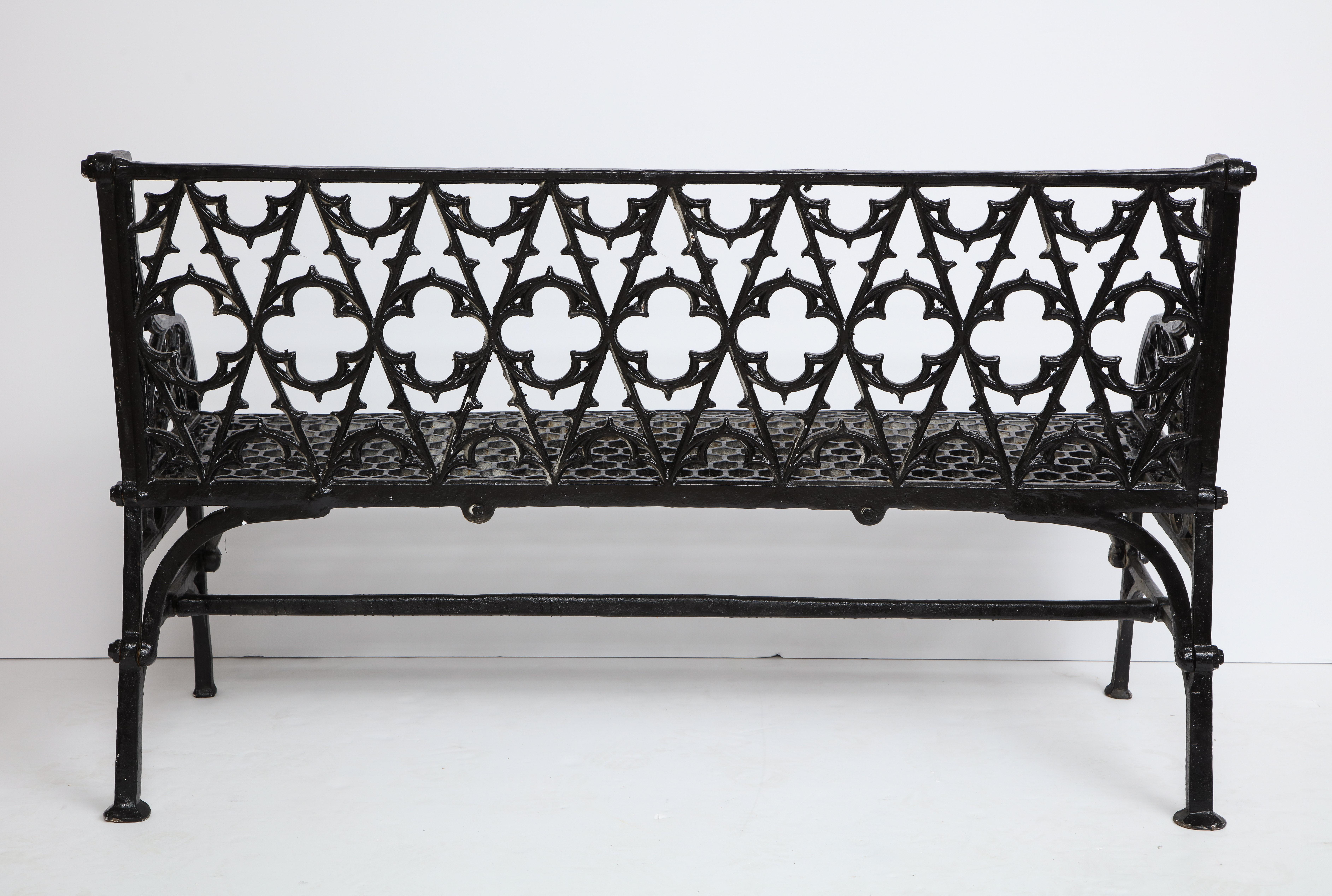 Pair of Black Gothic Style Cast Iron Benches 11