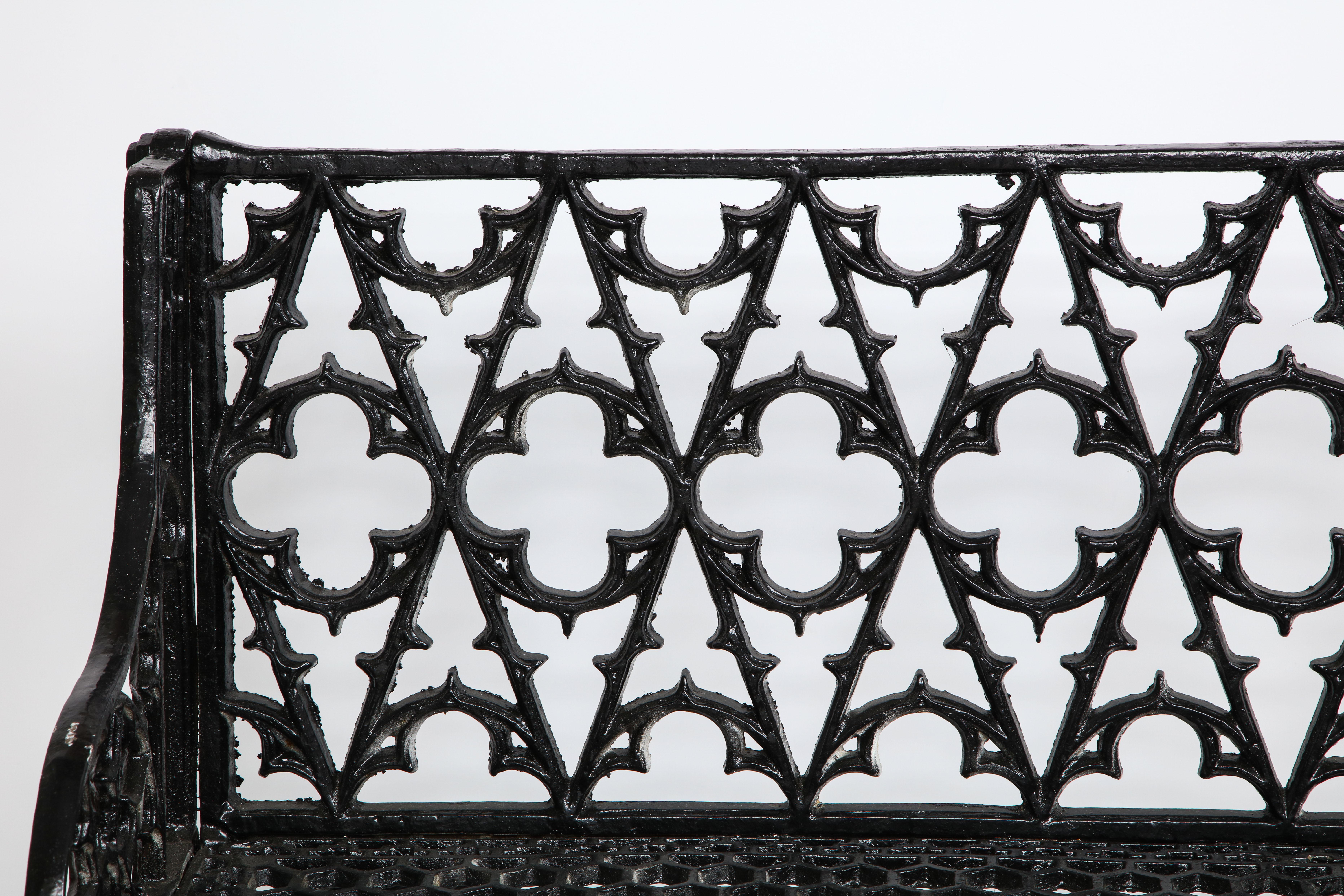 Pair of Black Gothic Style Cast Iron Benches In Good Condition In Mt. Kisco, NY