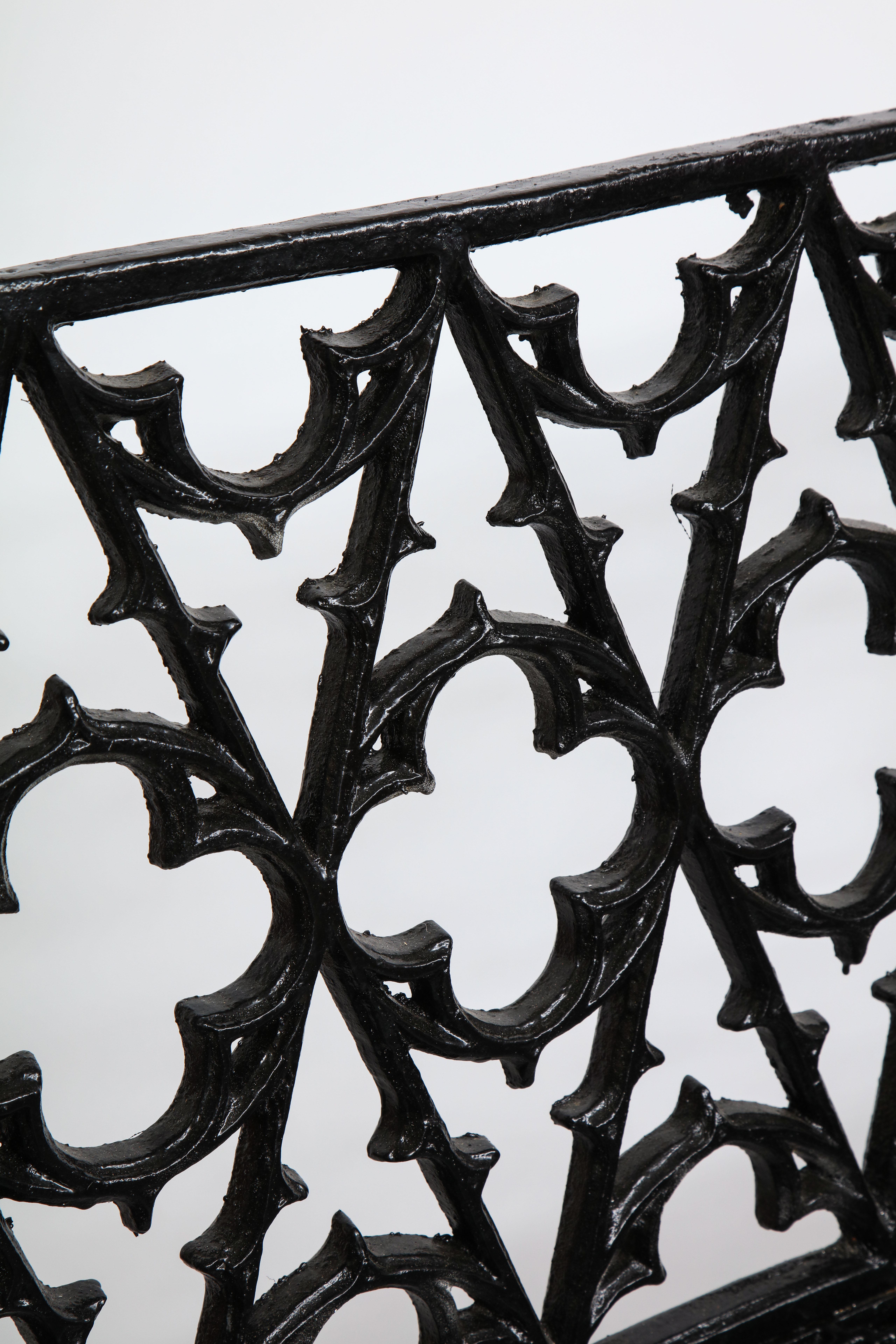 Pair of Black Gothic Style Cast Iron Benches 1