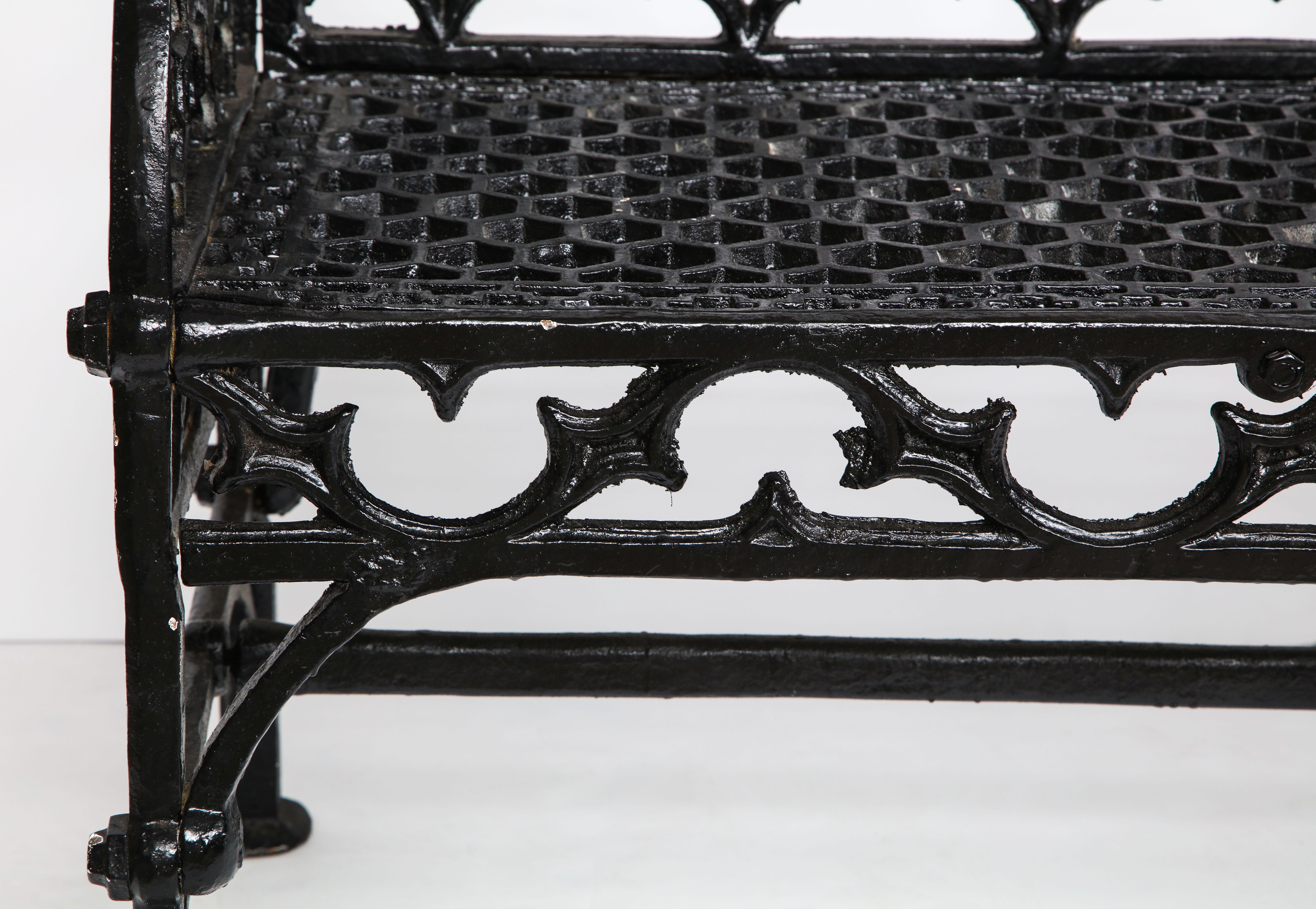 Pair of Black Gothic Style Cast Iron Benches 2