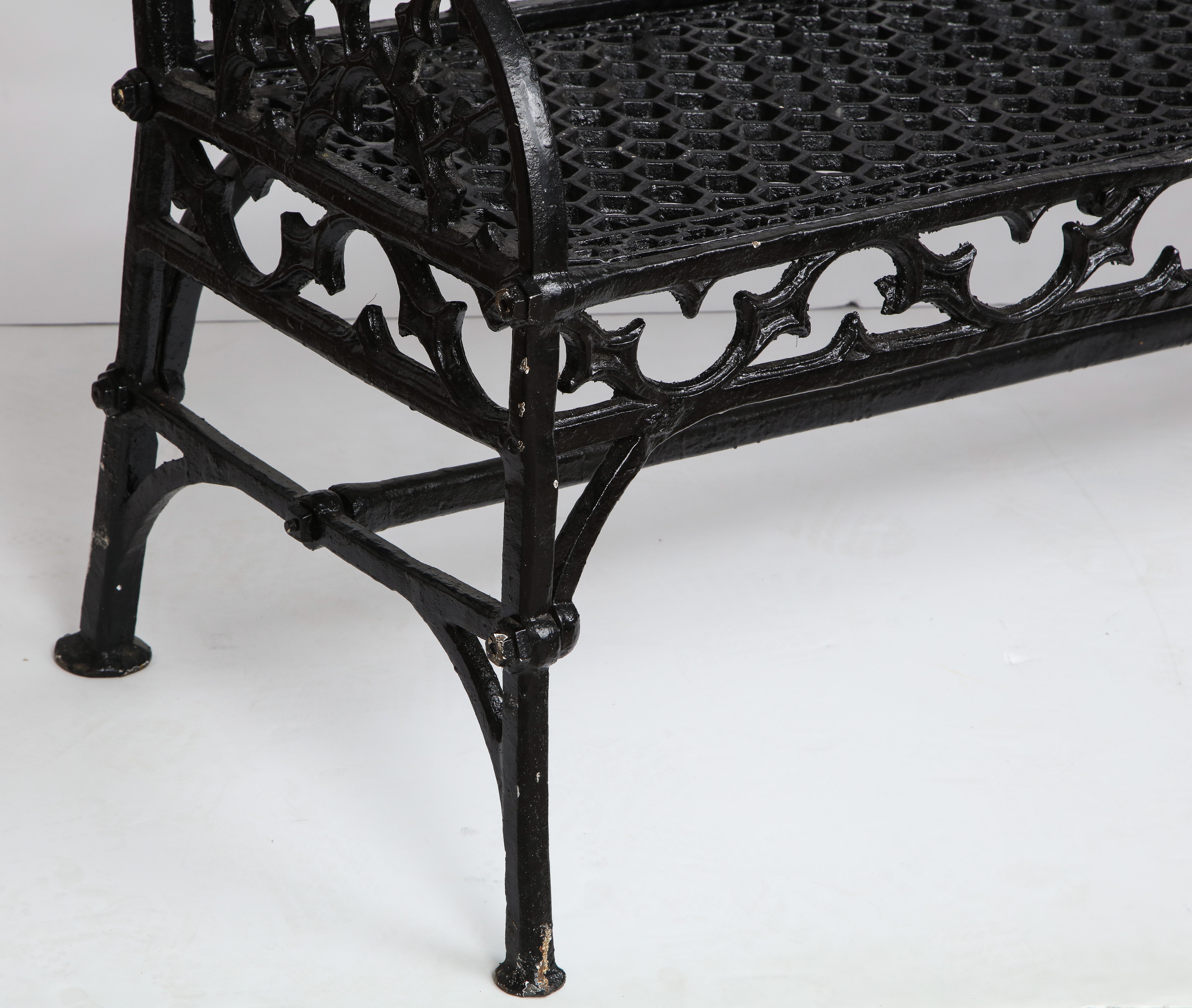 Pair of Black Gothic Style Cast Iron Benches 4