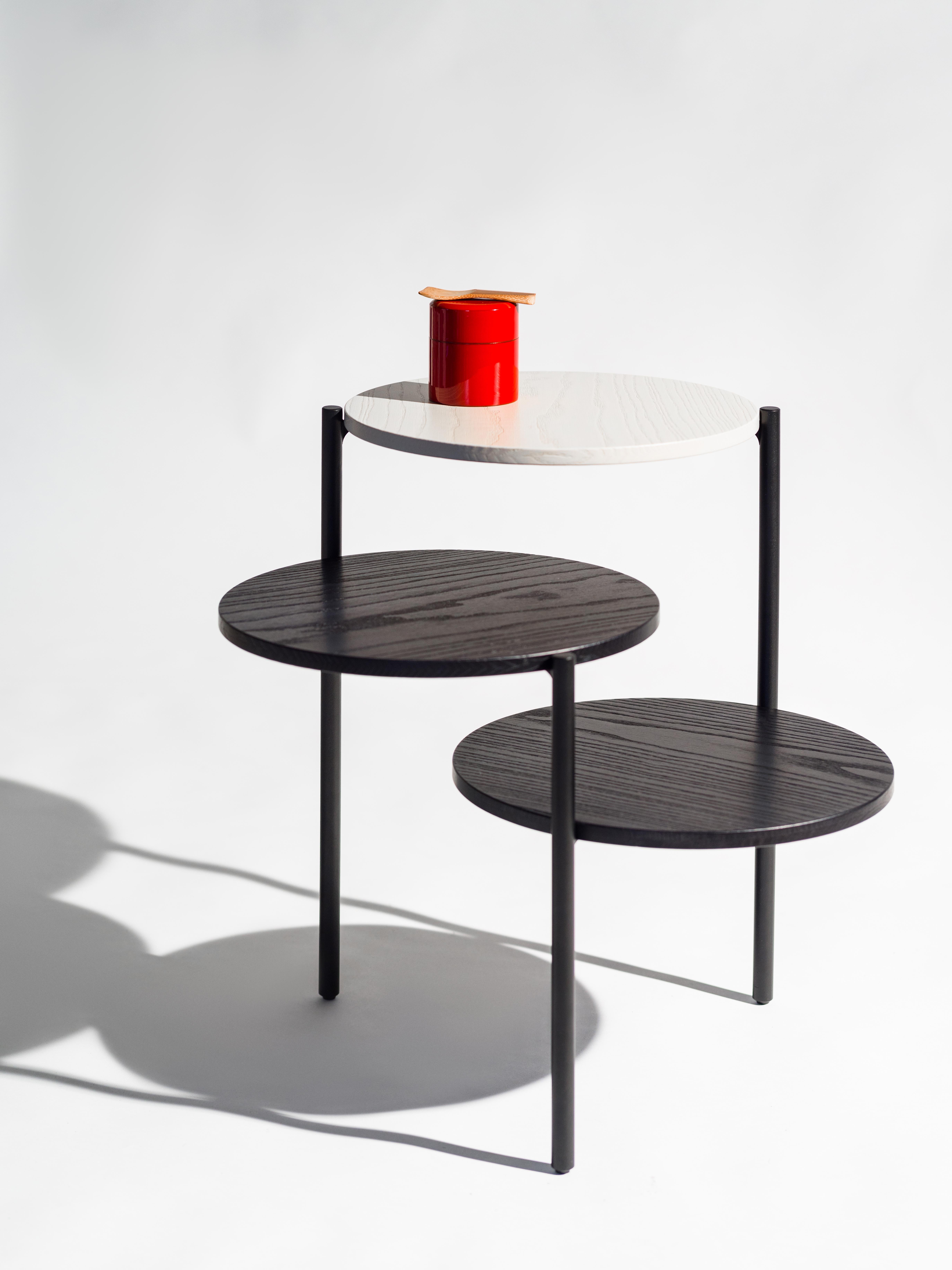 Moderne Paire de tables Triplo noires et grises par Mason Editions en vente