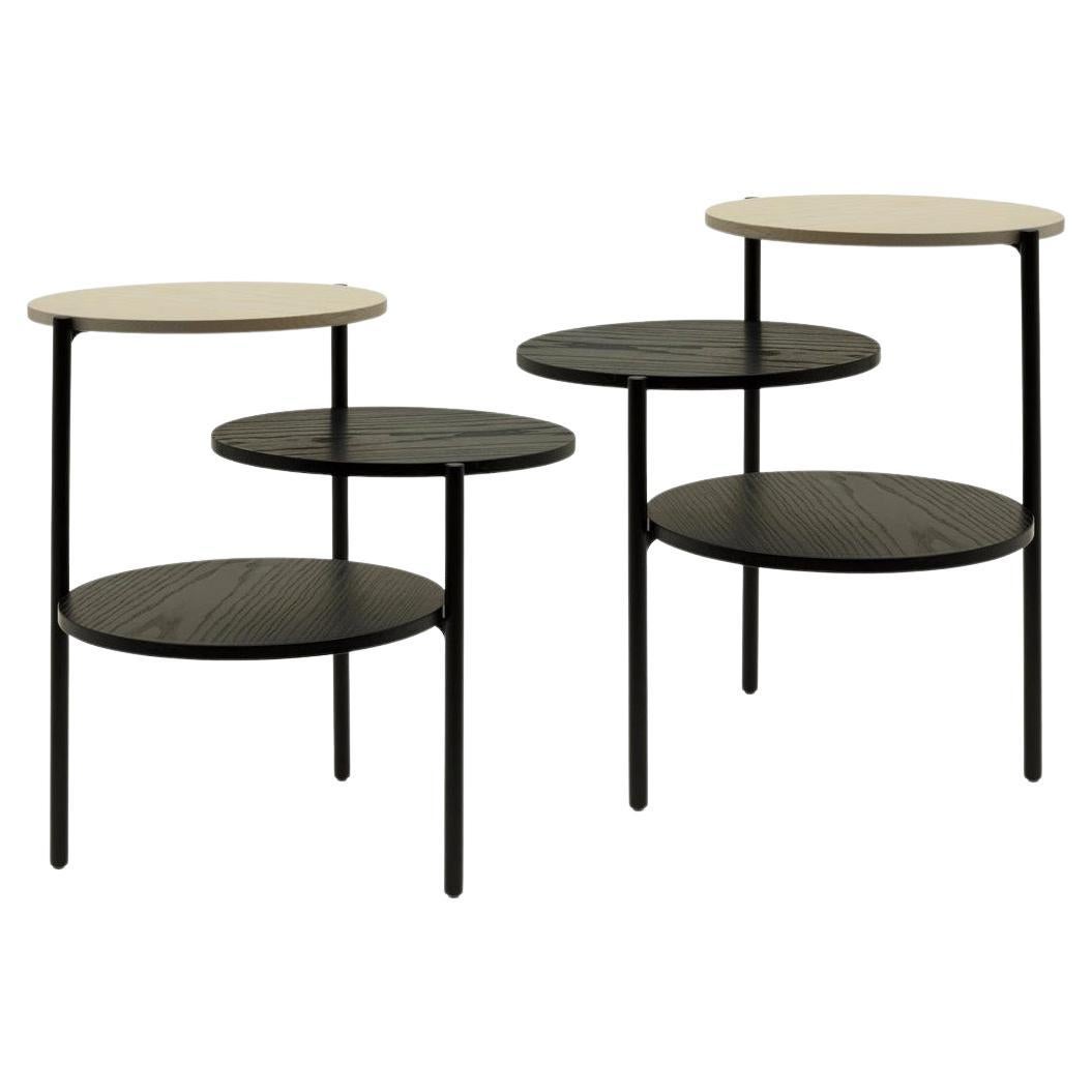 Pair of Black & Grey Triplo Table by Mason Editions For Sale