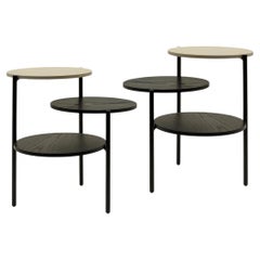 Paire de tables Triplo noires et grises par Mason Editions