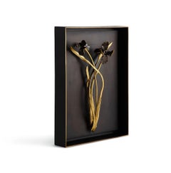Paire de boîtes d'ombres en laiton et aluminium à iris noir, style contemporain