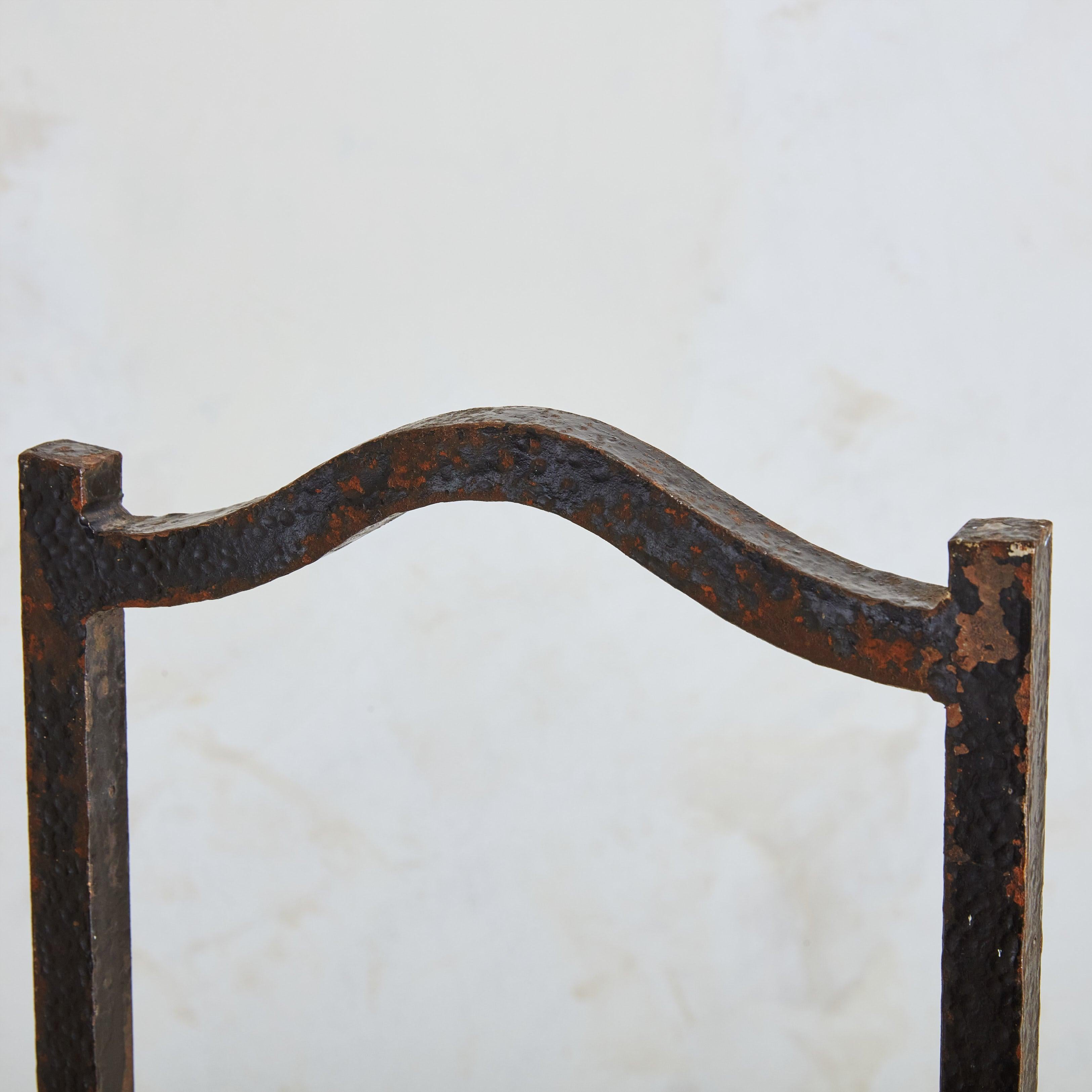 Pair of Black Iron + Cognac Leather High Back Chairs, France 1980s For Sale 4