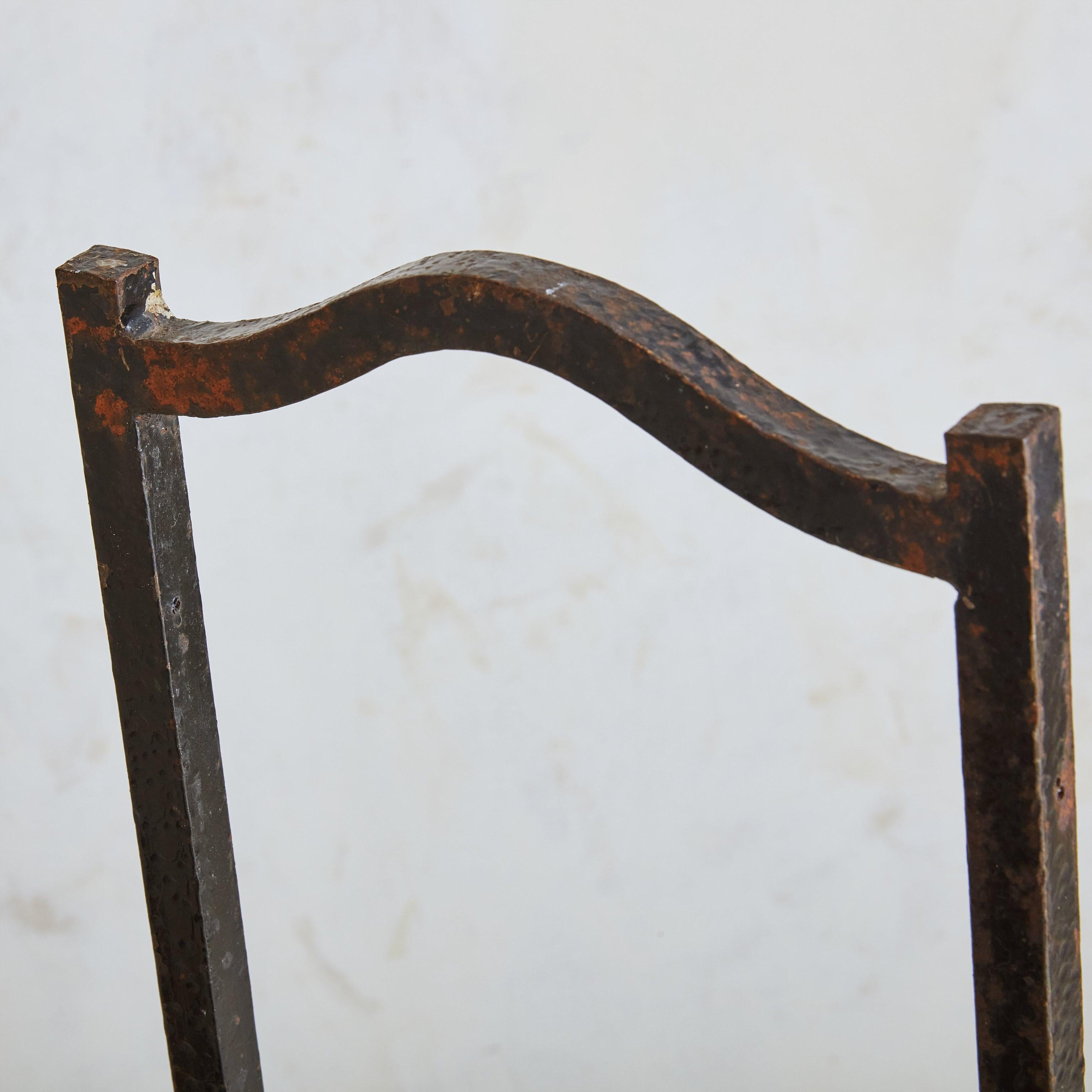 Pair of Black Iron + Cognac Leather High Back Chairs, France 1980s For Sale 2