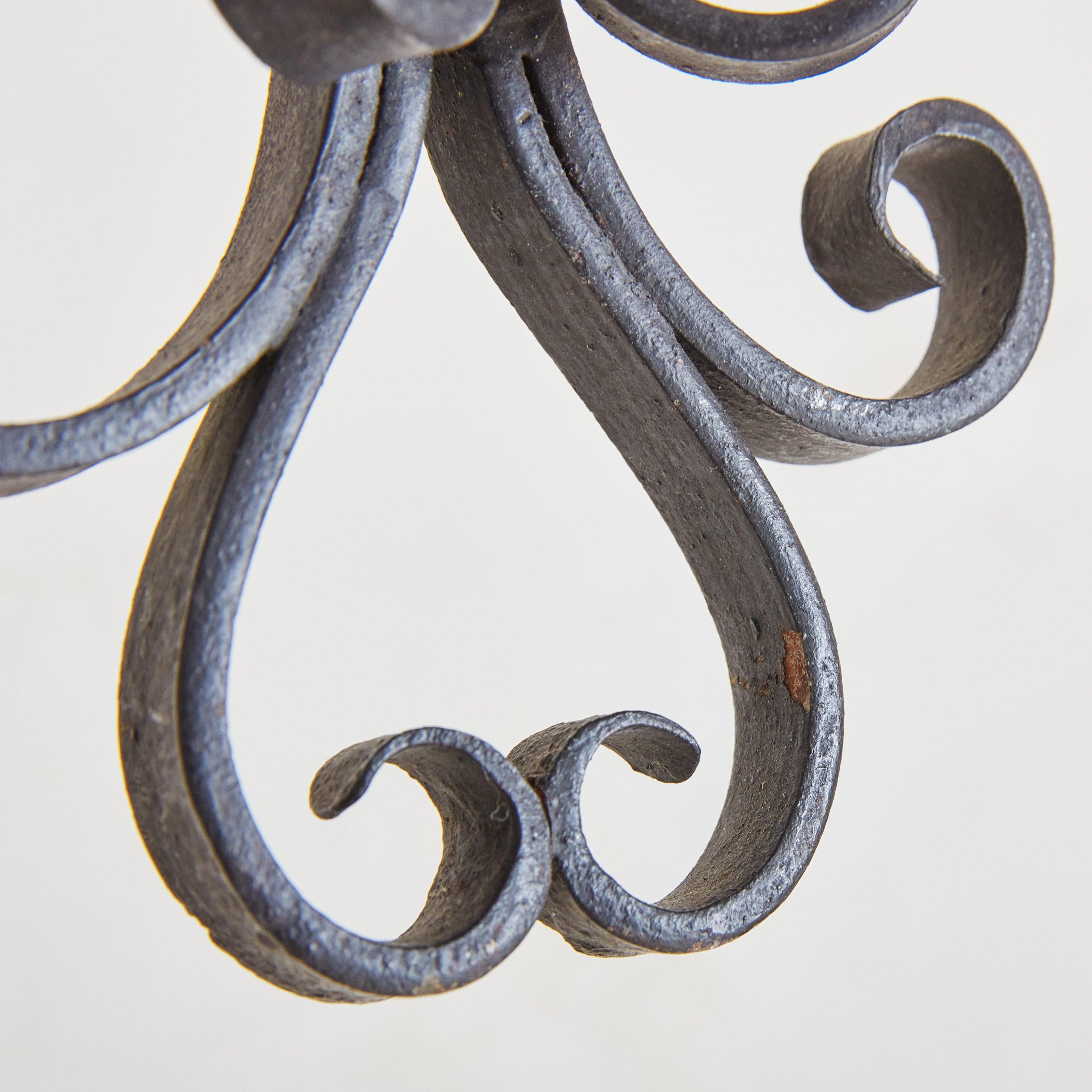 Black Iron + Glass Wall Sconce, France 1950s - 2 Available For Sale 3