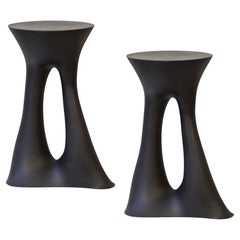 Pair of Black Kreten Bedside Tables from Souda, Tall, Concrete, Made to Order